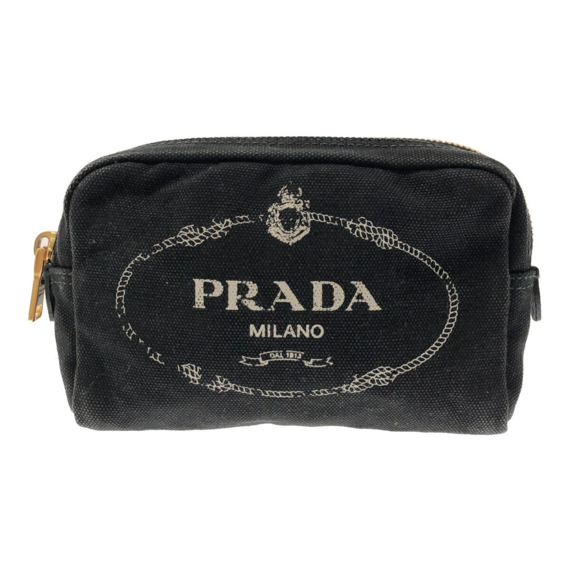 image of Prada Pouch Canvas Black Cosmetic Case Multi Ladies Men's It7Anipwustu Rm5193D