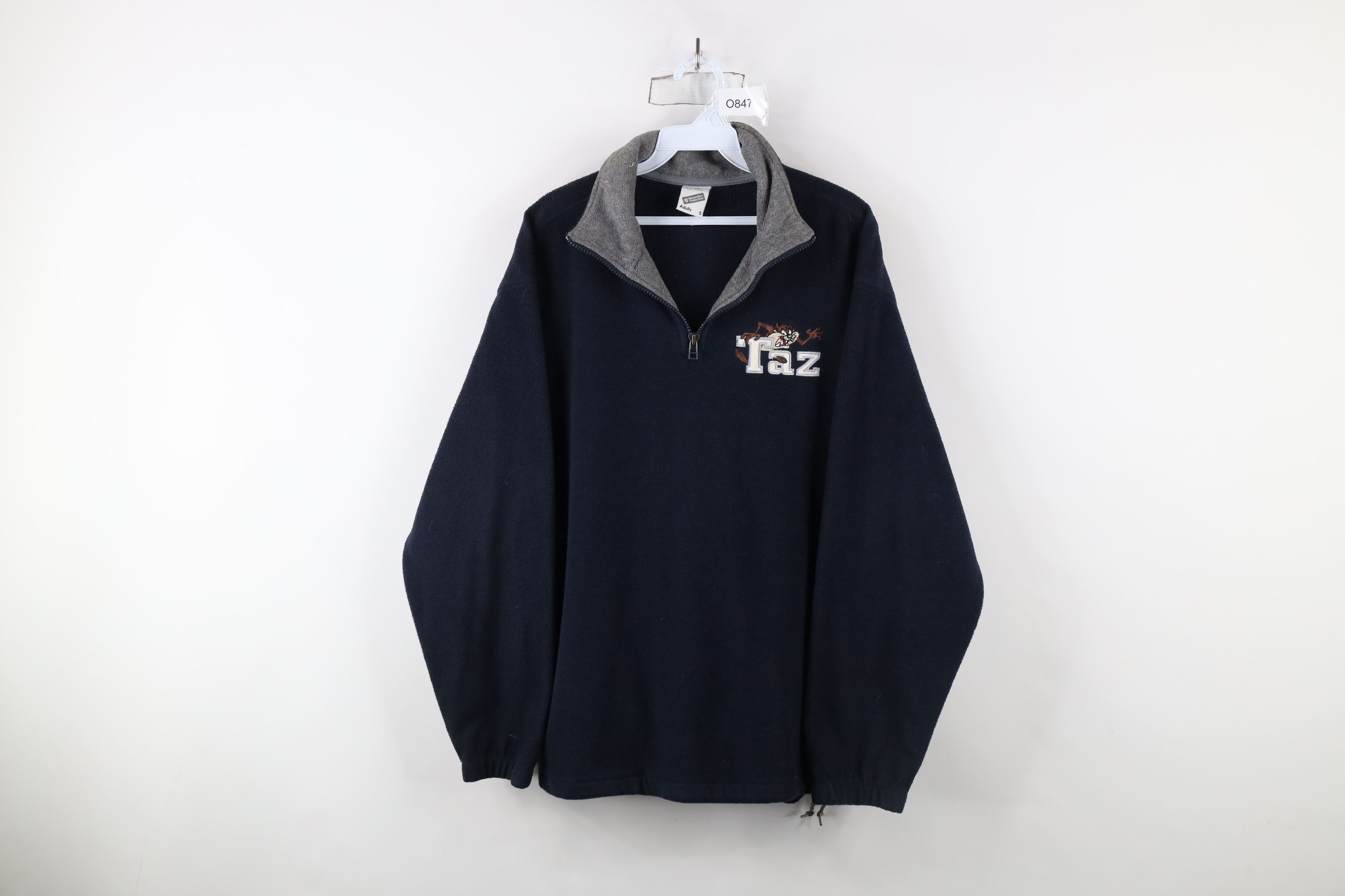 Vintage Vintage 90s Looney Tunes Spell Taz Half Zip Fleece Sweater Size US S / EU 44-46 / 1 - 1 Thumbnail