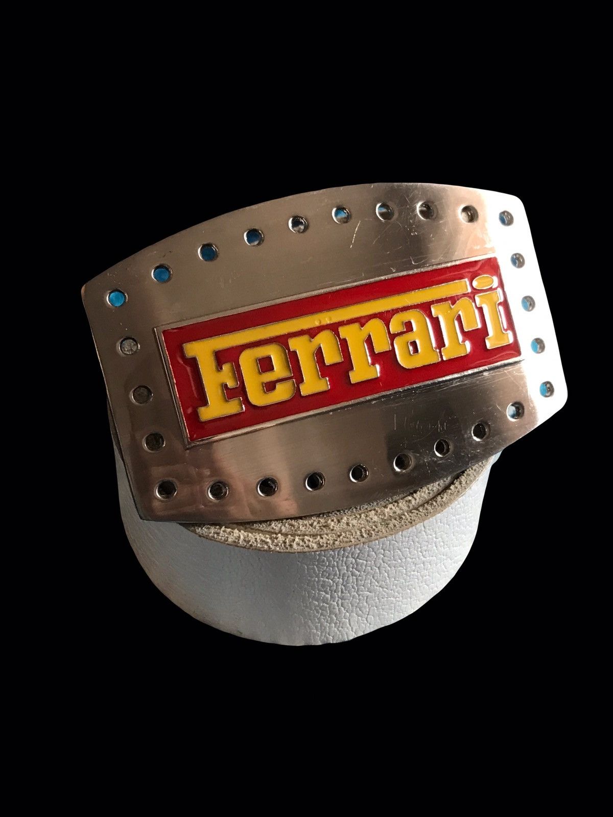 Ferrari 1980s VERY RARE FERRARI LEATHER BELT WITH IRON PLAQUE Size 36 - 1 Thumbnail
