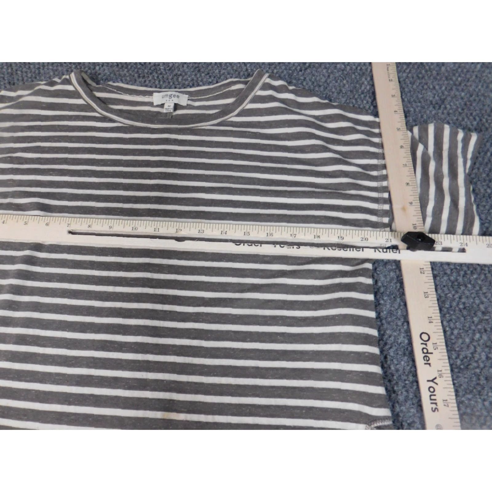Vintage Umgee Womens Shirt Medium Gray pullover stretch striped top casual Size M / US 6-8 / IT 42-44 - 6 Thumbnail