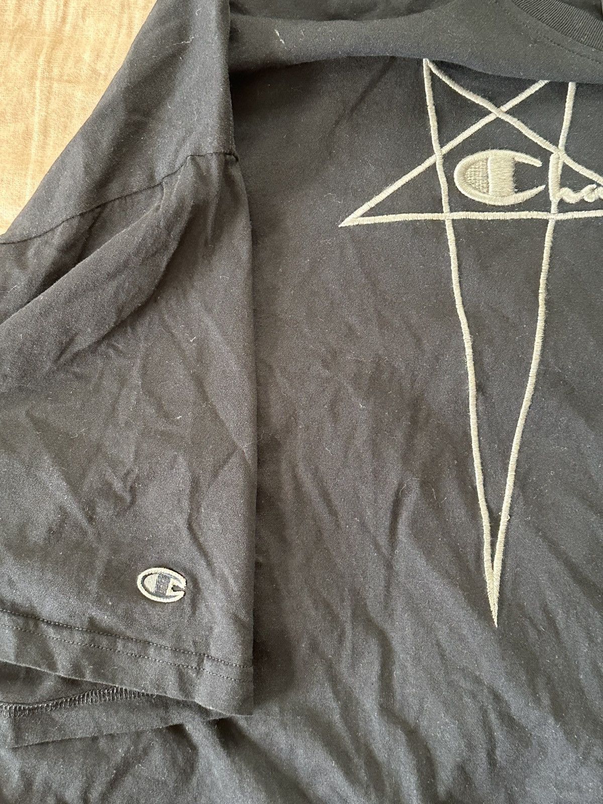 Rick Owens Rick Owens Champion Black Tee Size US XS / EU 42 / 0 - 6 Thumbnail