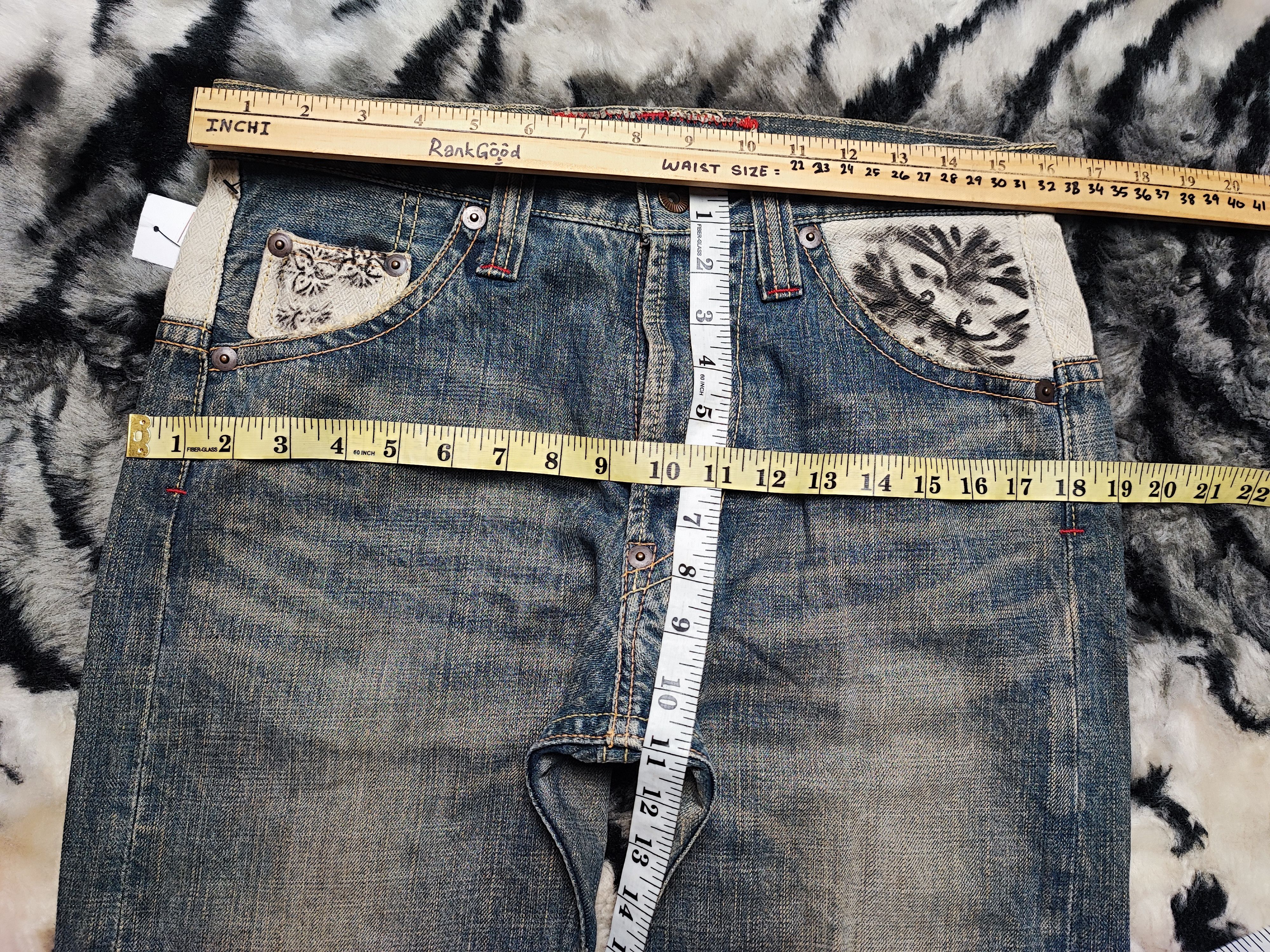 Japanese Brand Mizra Kyoto Koi Fish Deconstructed Mud Washed Distress Size US 31 - 5 Thumbnail
