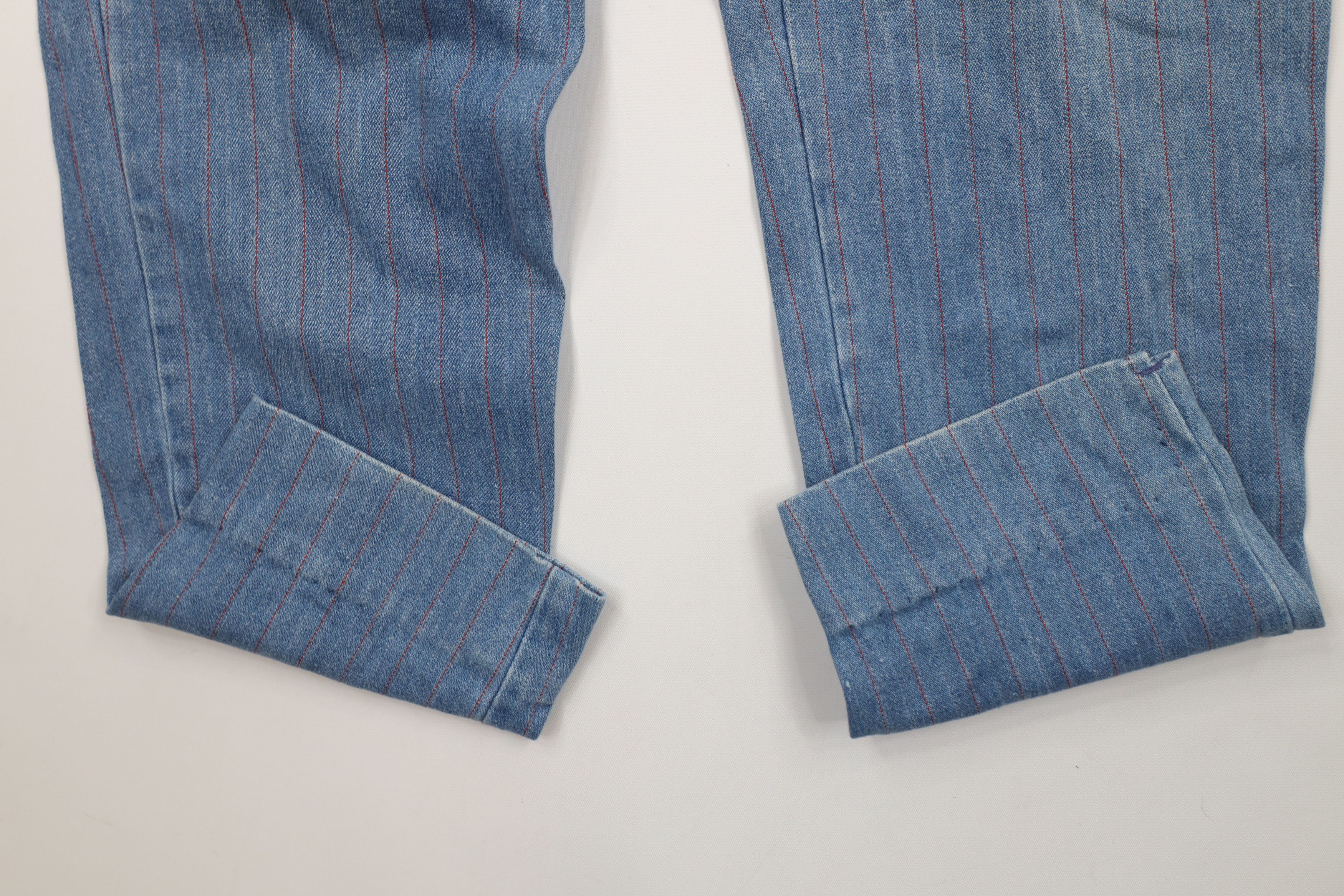 Vintage Vintage 90s Streetwear Distressed Pinstriped Denim Mom Jeans Size 34" / US 12 / IT 48 - 5 Thumbnail