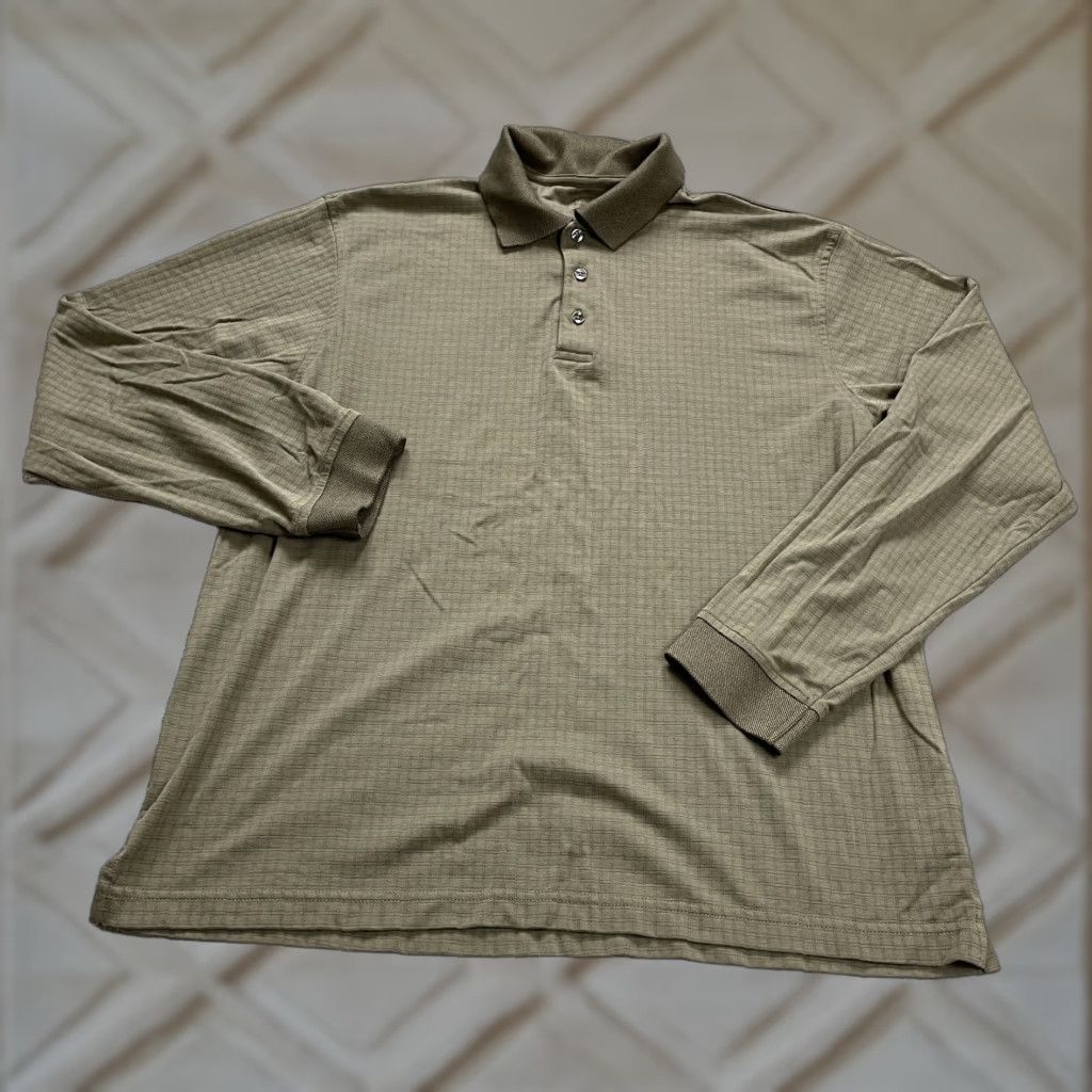 Van Heusen Van Heusen Polo Shirt Mens Large Brown Check Long Sleeve Cotton Polyester Active Size US L / EU 52-54 / 3 - 1 Thumbnail