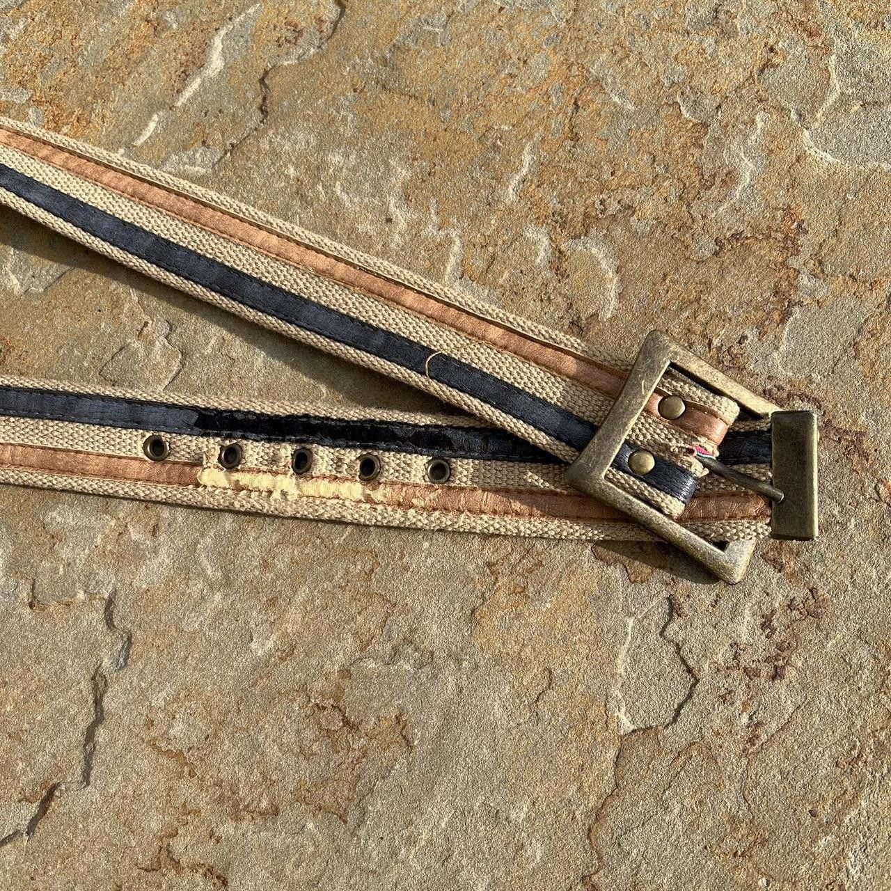 Other Y2K Woven Canvas Faux w/ Leather Strips belt Size ONE SIZE - 2 Thumbnail