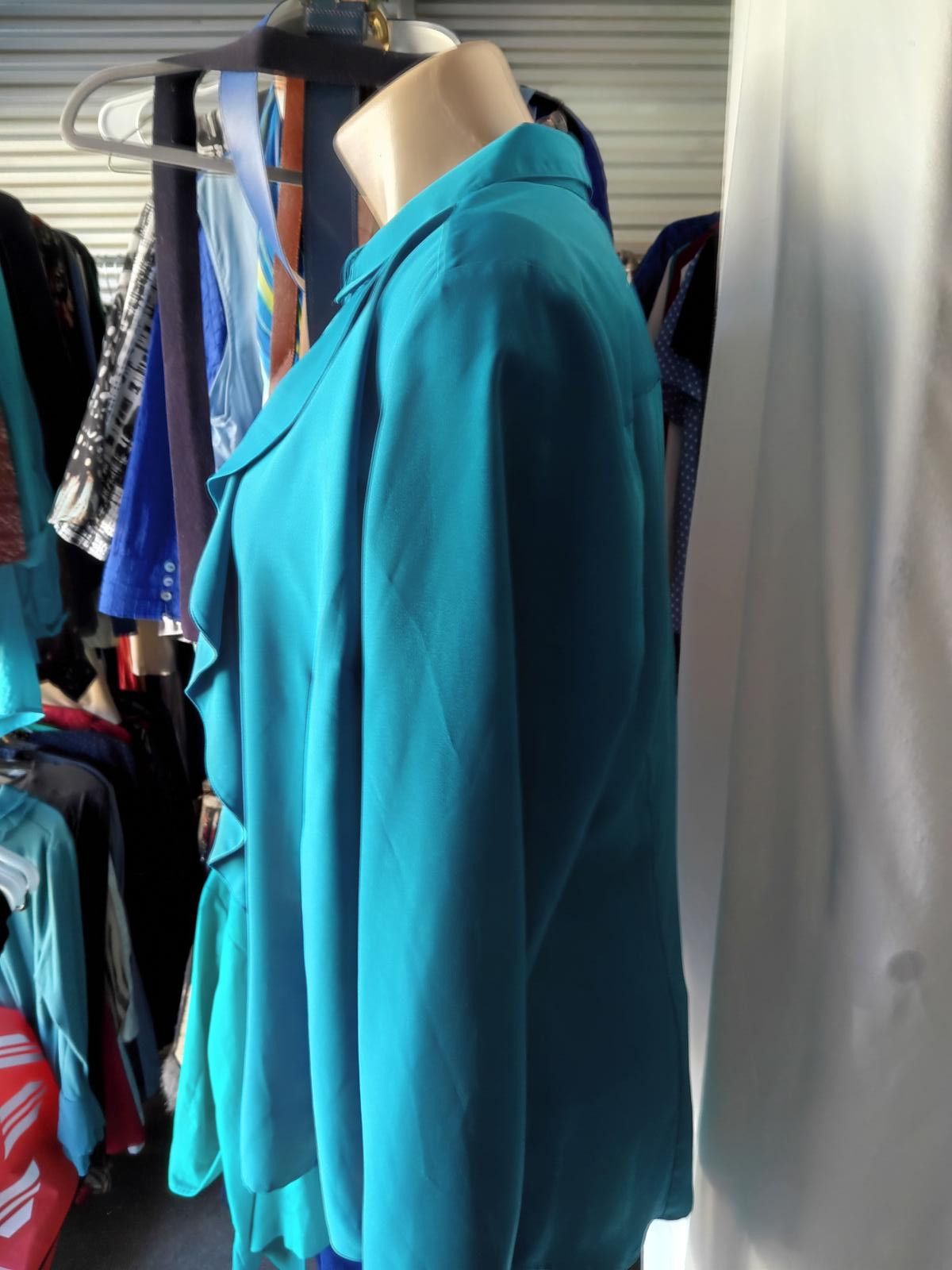 Chicos Chico's Teal Ruffled jacket - Size 1 Size ONE SIZE - 2 Thumbnail