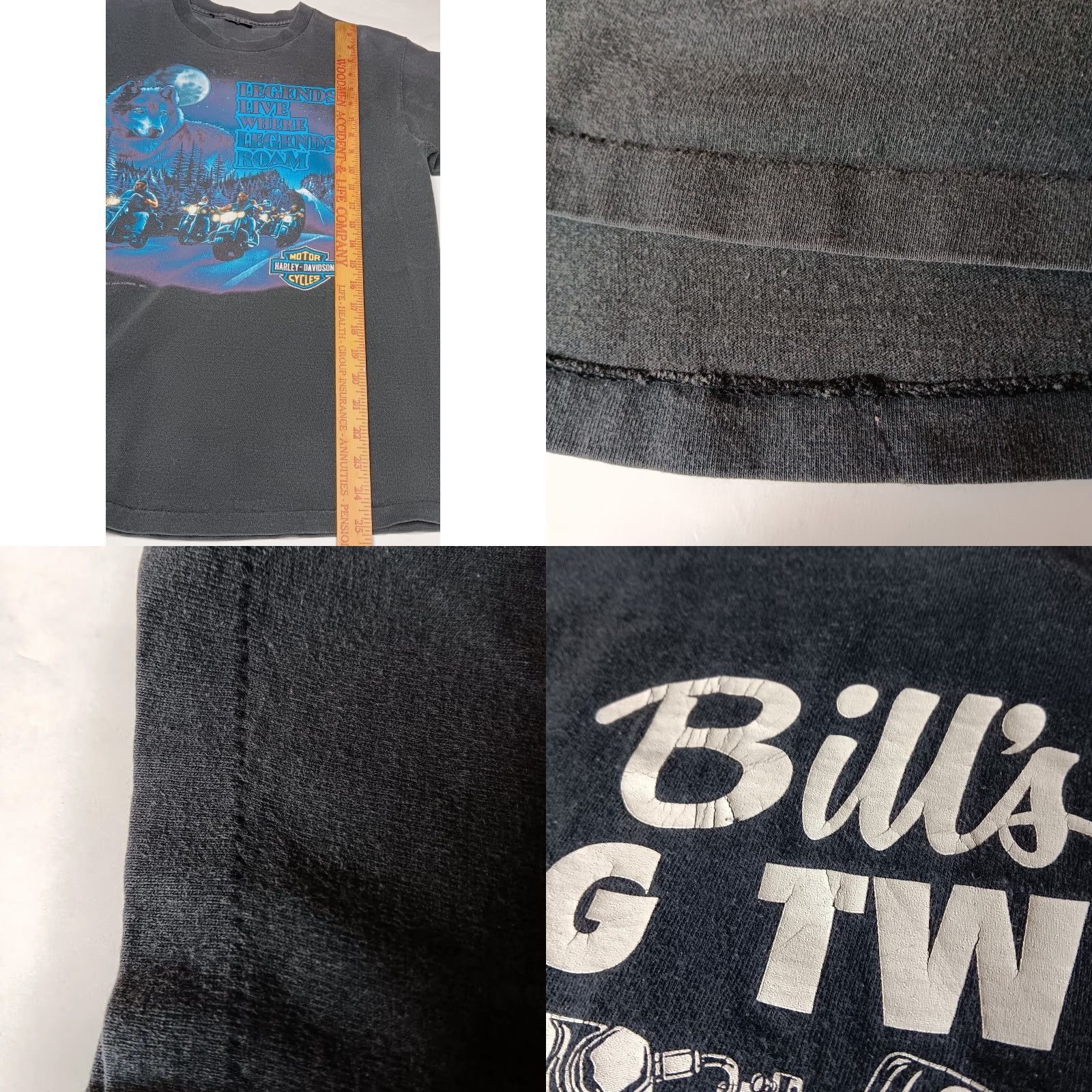 Harley Davidson VINTAGE Harley-Davidson T-Shirt Men Short Sleeve S Black Biker Wolf Legend Distressed 90s Motorcycles Size US S / EU 44-46 / 1 - 8 Thumbnail