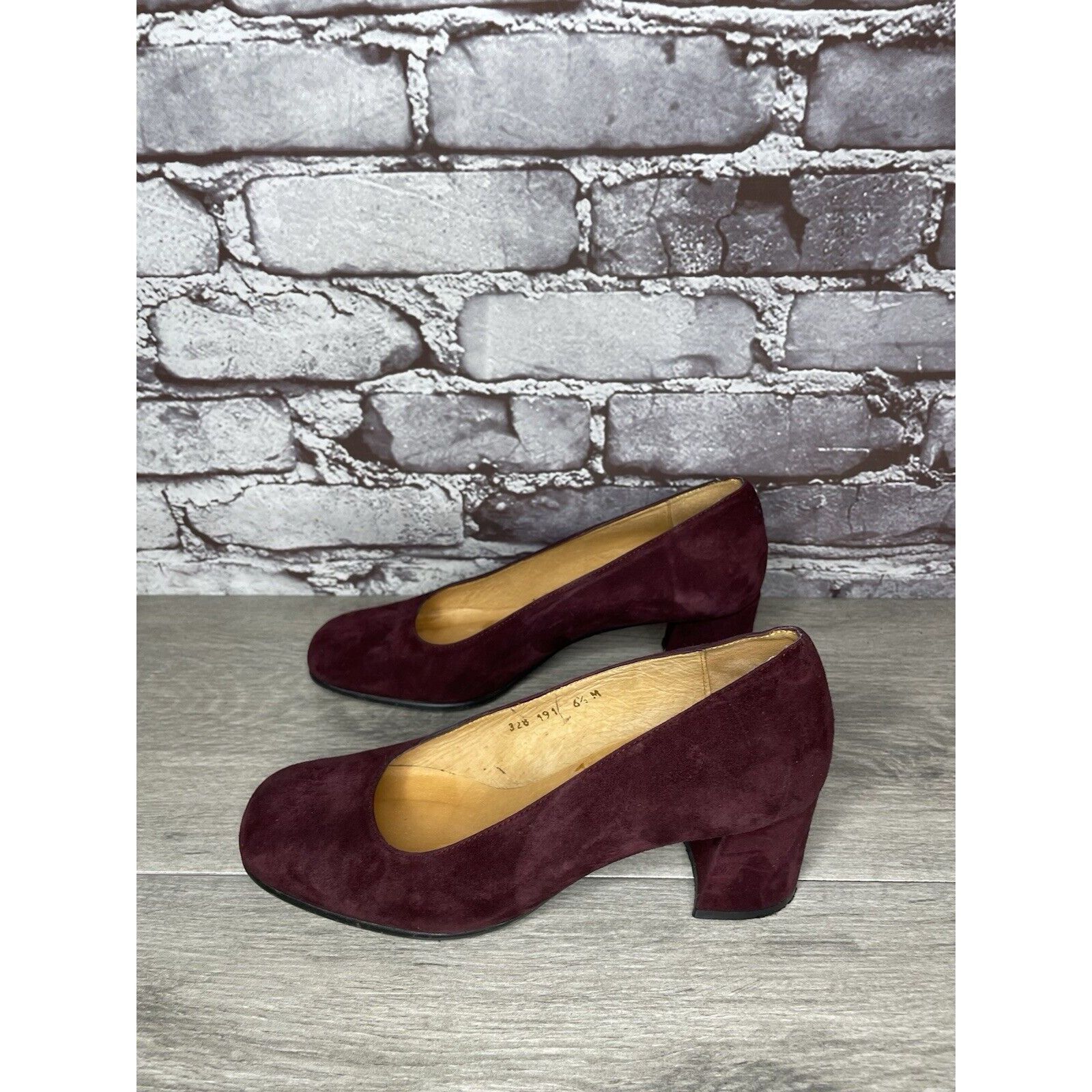 Other David Aaron Burgundy Maroon Suede Leather Round High Heels W Size US 6.5 / IT 36.5 - 18 Thumbnail
