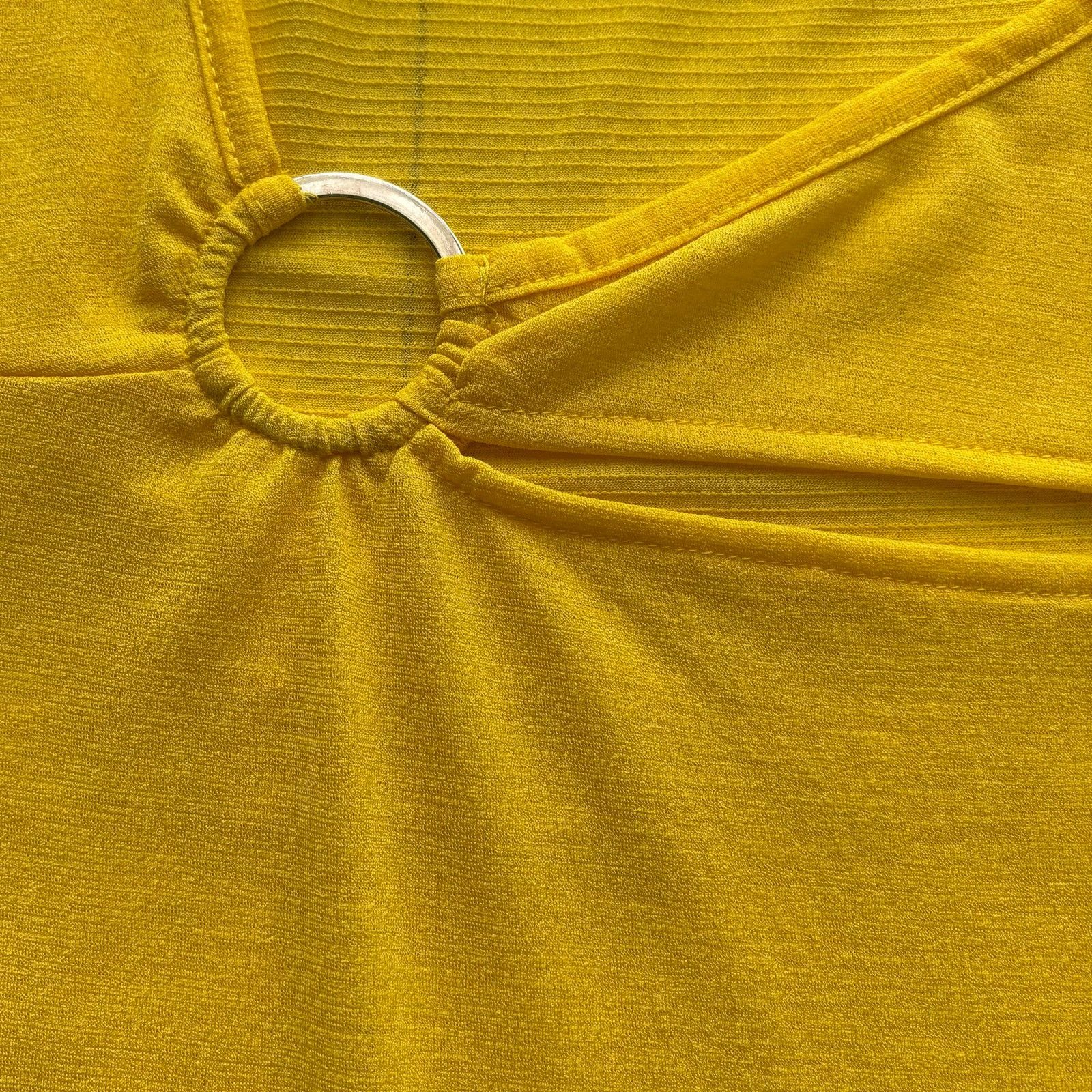 Other Inner Circle Yellow Asymmetrical Blouse 1X Cutout Top Size XL / US 12-14 / IT 48-50 - 8 Thumbnail