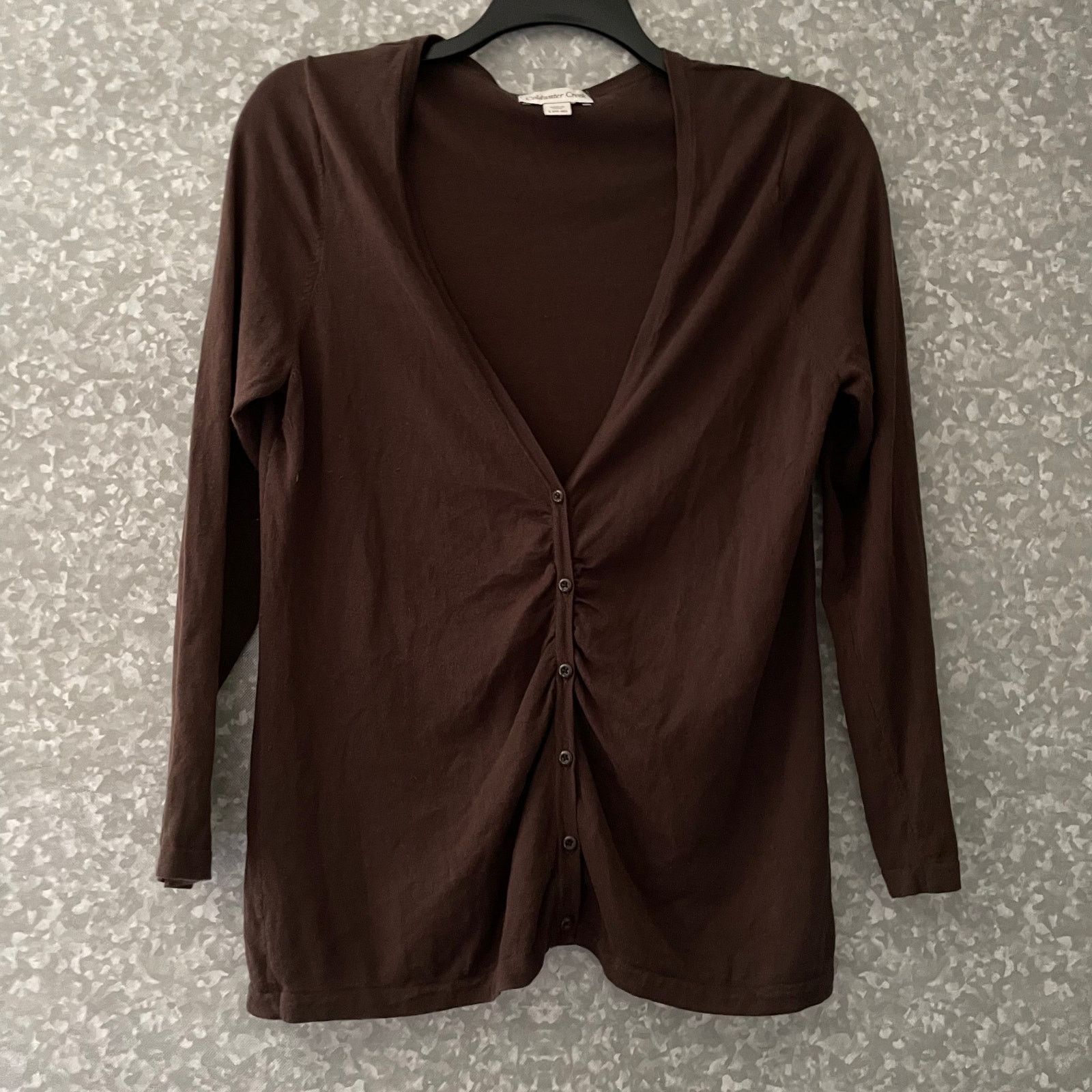 Coldwater Creek Coldwater Creek Brown Silk Blend Gathered Cardigan Sweater Size L / US 10 / IT 46 - 1 Thumbnail