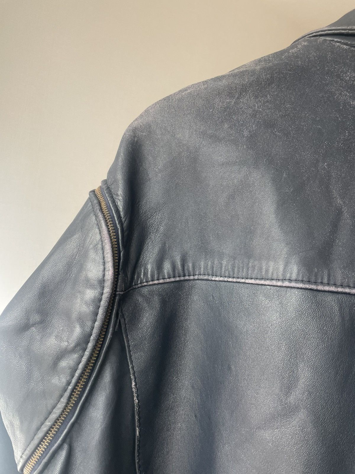Japanese Brand Vintage French Zip Leather Military Jacket Size US L / EU 52-54 / 3 - 7 Thumbnail