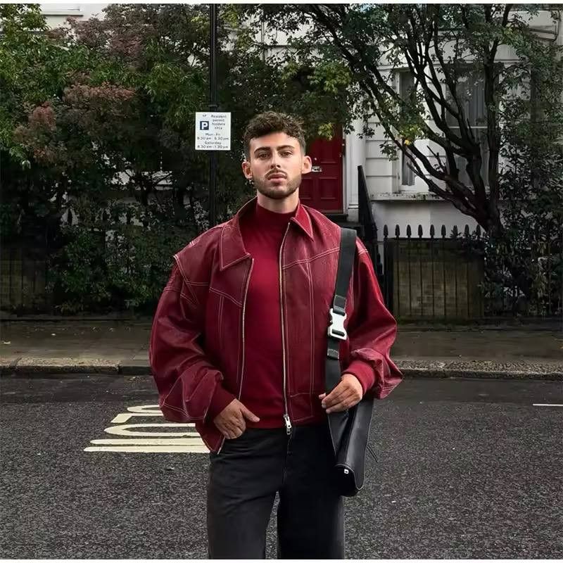 Japanese Brand × Vintage baggy leather bomber jacket with double zipper Size US XL / EU 56 / 4 - 12 Thumbnail