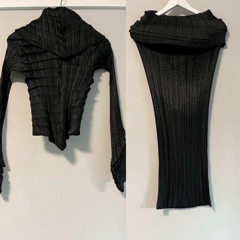 Issey Miyake Issey Miyake size:S Black main line stepped pleated skirt Size 31" - 6 Thumbnail
