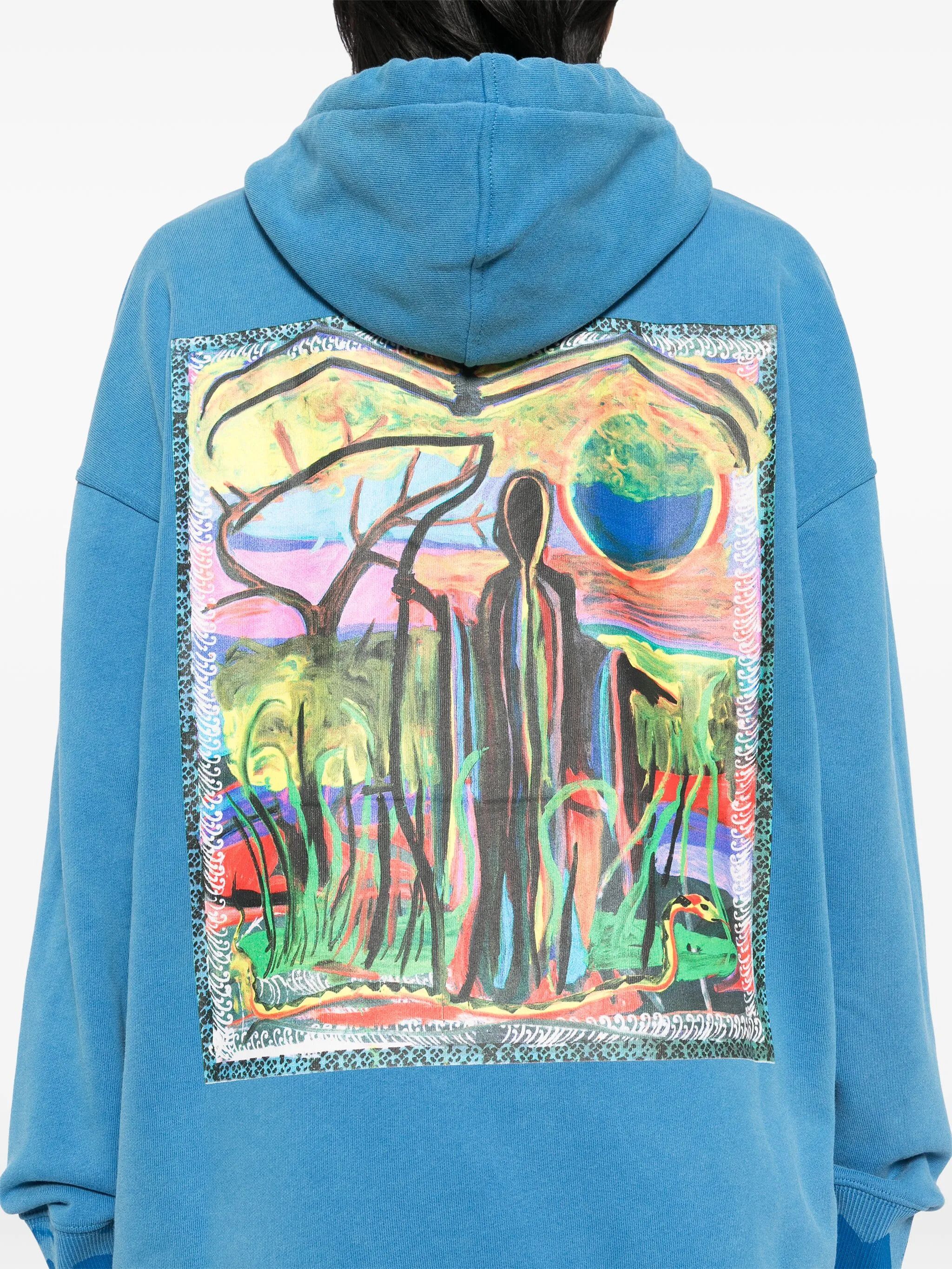 Givenchy x Josh Smith Blue Reaper Print Oversized Logo Hoodie Size US XS / EU 42 / 0 - 4 Thumbnail