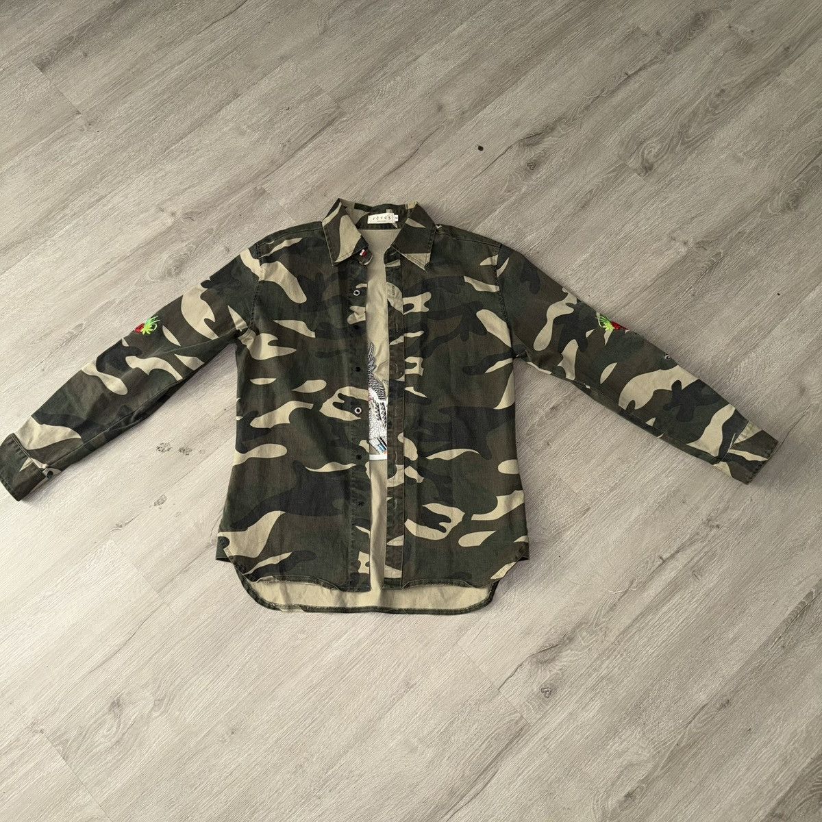 Reves Paris Reves Embroidered Camo Button-Up Shirt Size US M / EU 48-50 / 2 - 5 Thumbnail