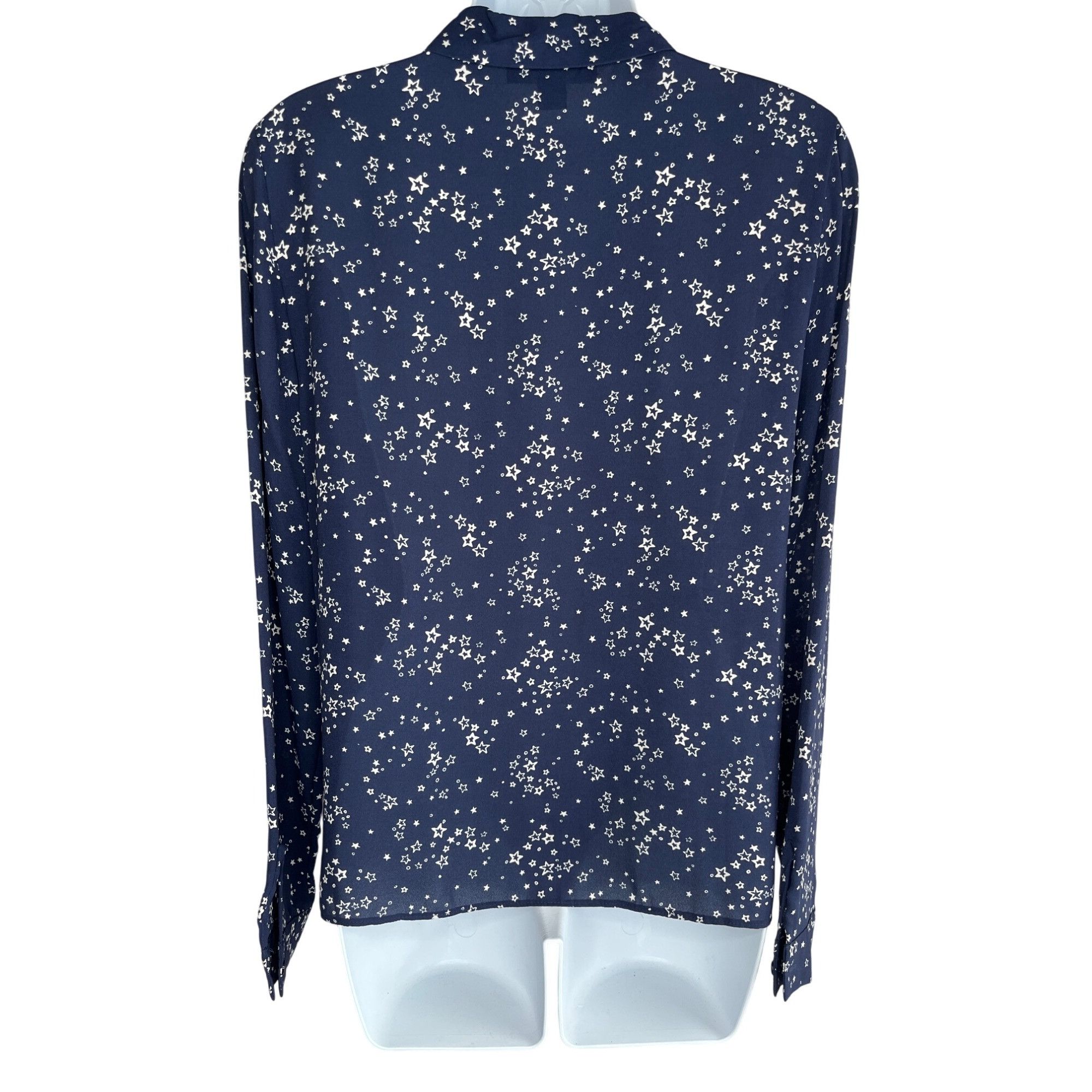 Vintage Atmosphere Womens Star Print Long Sleeve Blouse Navy Size 8 Size M / US 6-8 / IT 42-44 - 2 Thumbnail