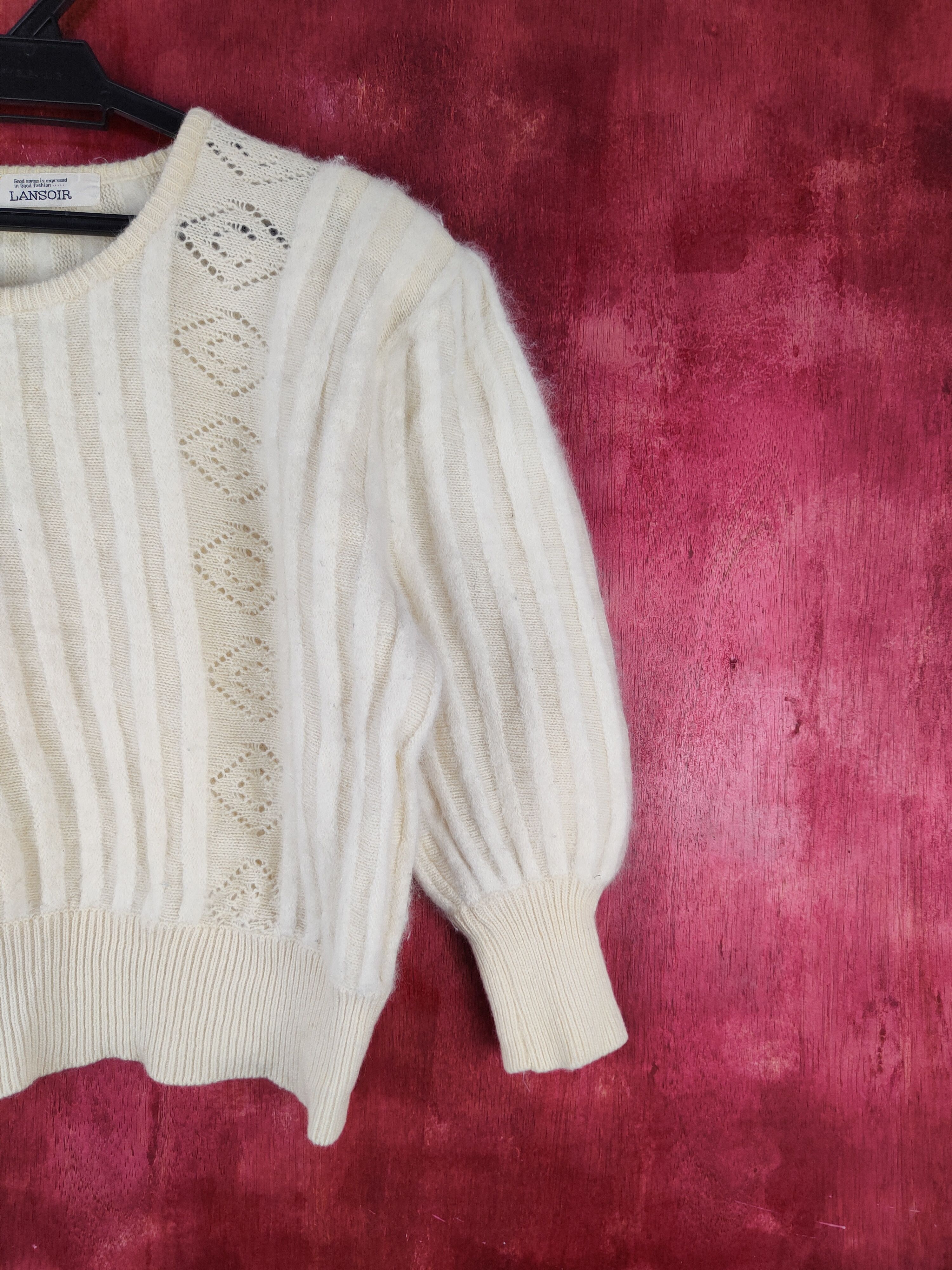 Homespun Knitwear Lansoir Cream Shag Shaggy Fur Mohair Knitwear #S2065 Size S / US 4 / IT 40 - 5 Thumbnail