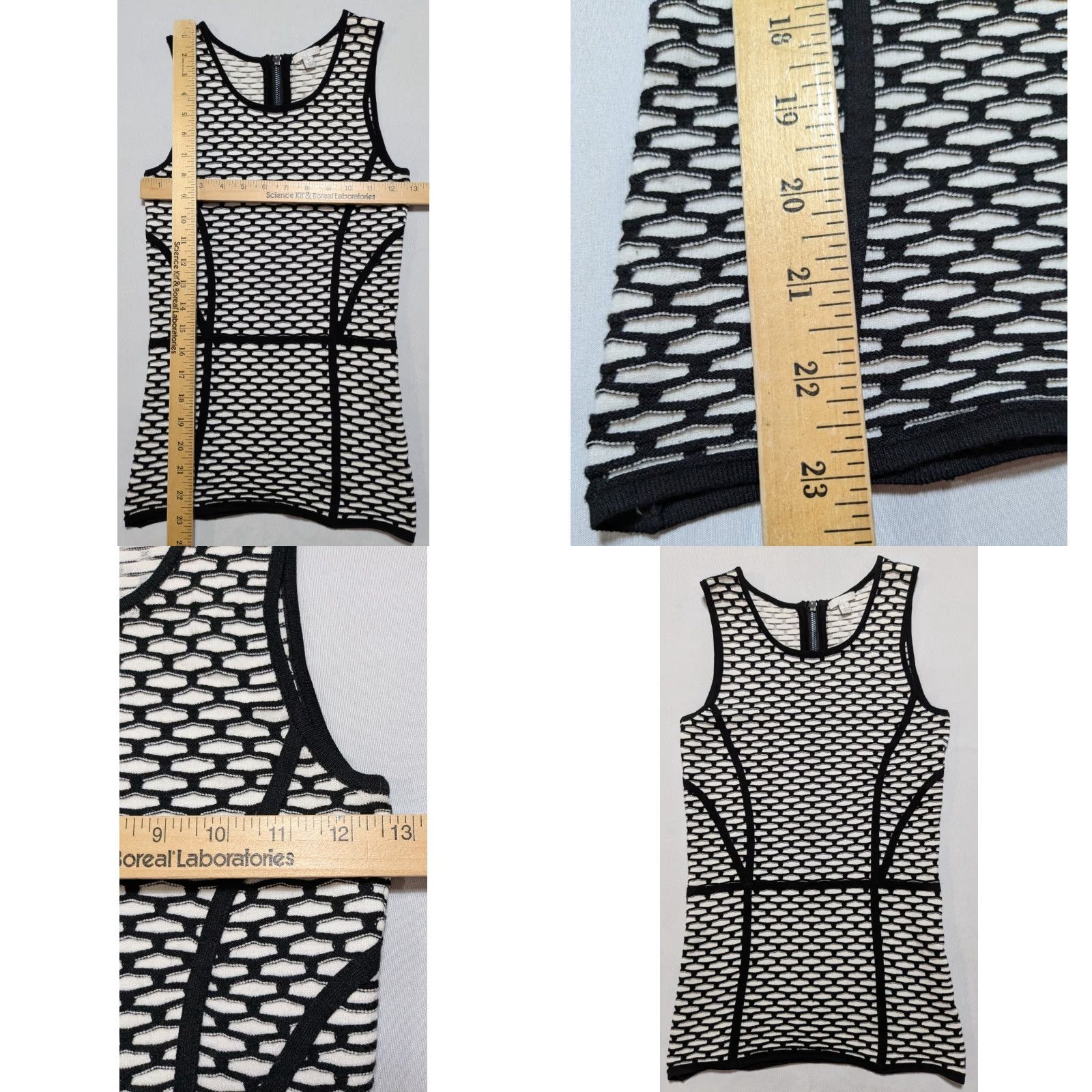 Vintage Intermix Honeycomb Contrast Women P (Petite XS) Black White Sleeveless Top Size XS / US 0-2 / IT 36-38 - 8 Thumbnail