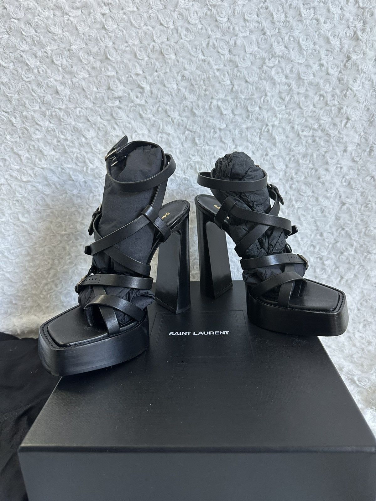 Saint Laurent Paris × Yves Saint Laurent Saint Laurent Heeled Sandals Platz Size US 7.5 / IT 37.5 - 2 Thumbnail