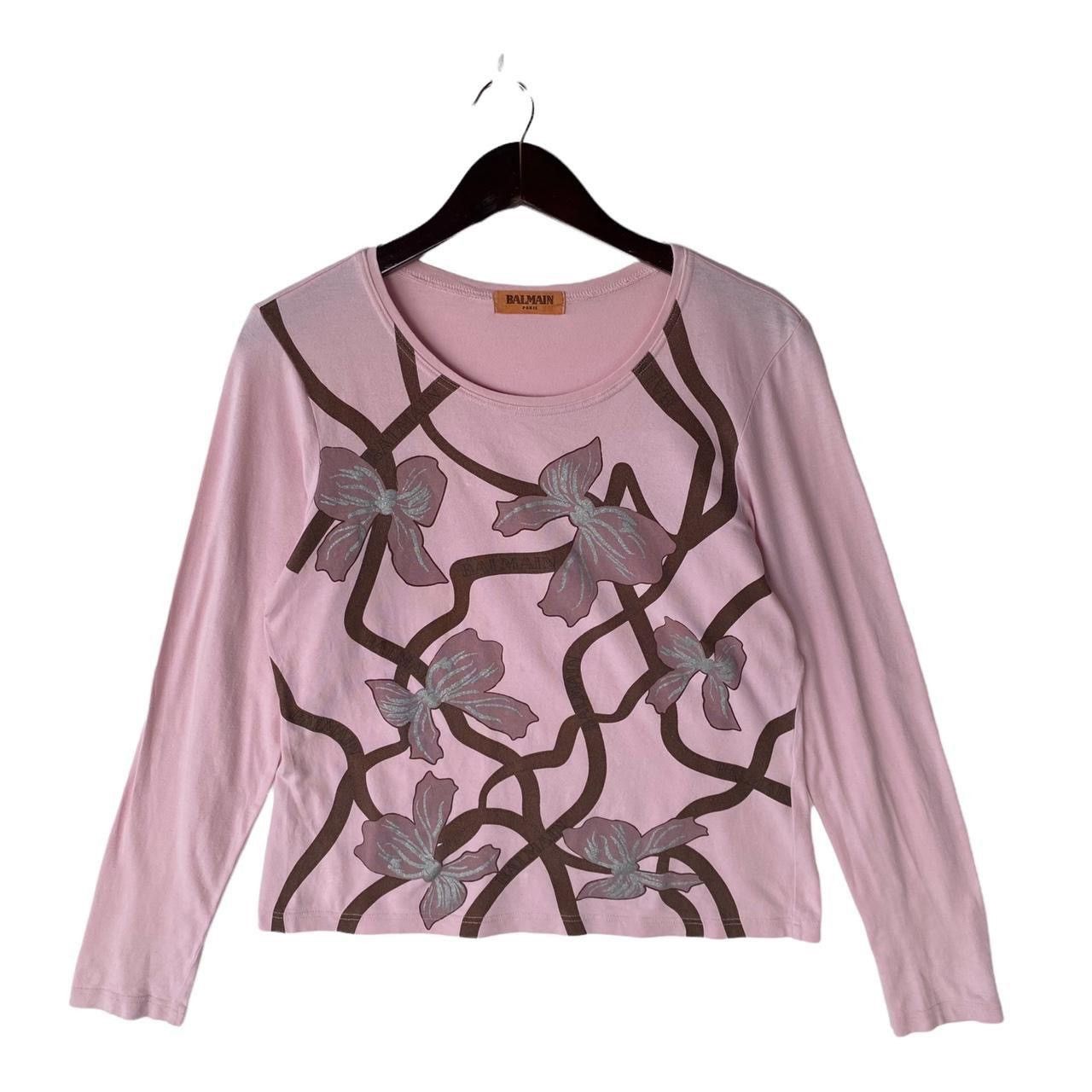 Balmain VINTAGE BALMAIN Paris brand ladies longsleeve flowers shirt Size S / US 4 / IT 40 - 1 Thumbnail