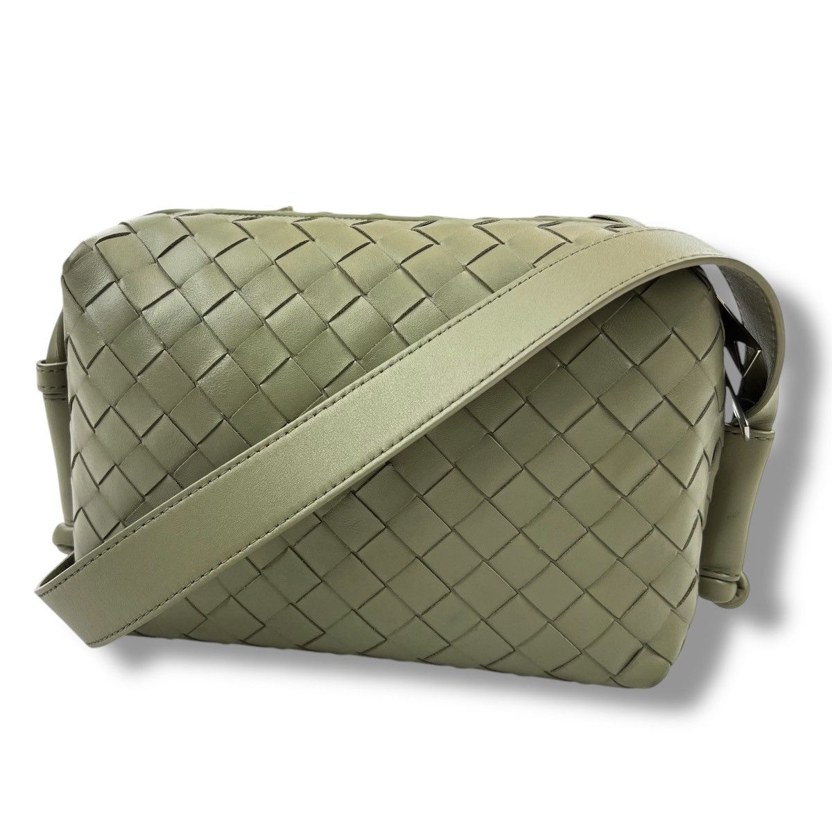 Bottega Veneta Intrecciato Leather Messenger Bag Sage Green, Men's