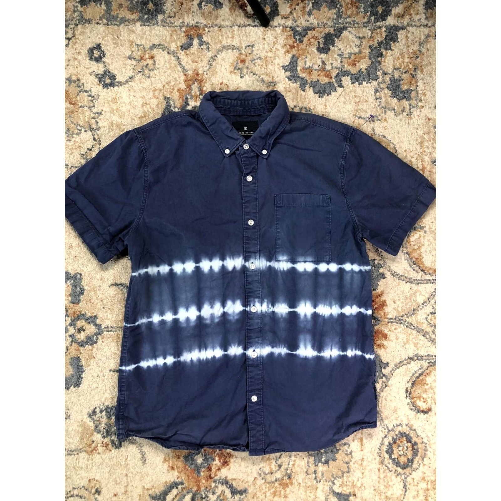Vintage Roark Revival Shirt Mens M Blue Tie Dye Short Sleeve Button-Down Casual Size US M / EU 48-50 / 2 - 2 Thumbnail