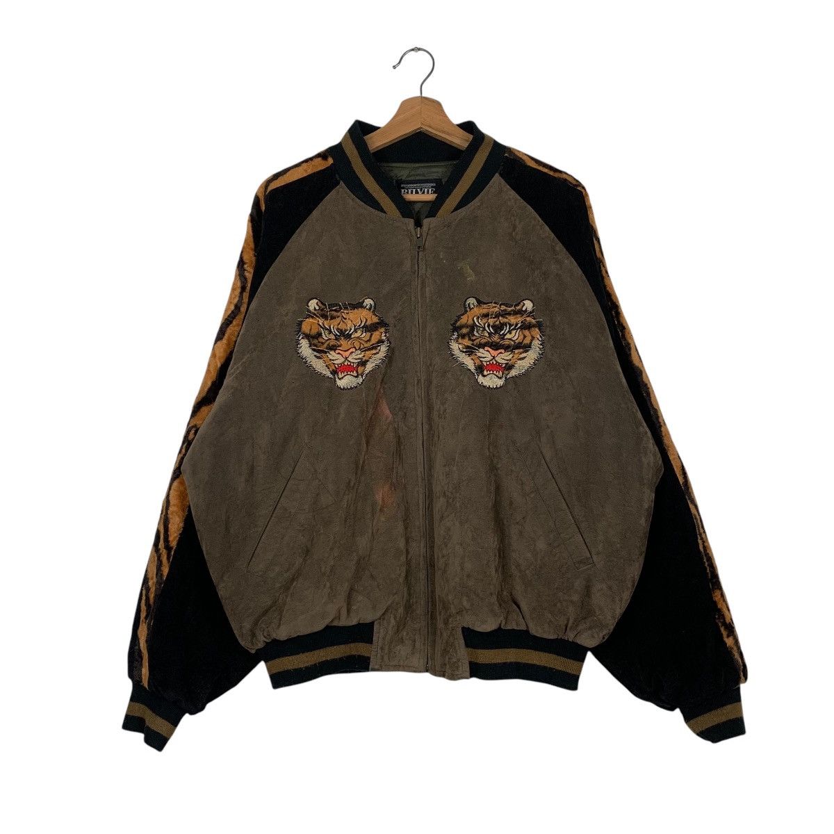Japanese Brand Vintage Bilvie Embroidery Tiger Sukajan Jacket Size US XL / EU 56 / 4 - 1 Thumbnail