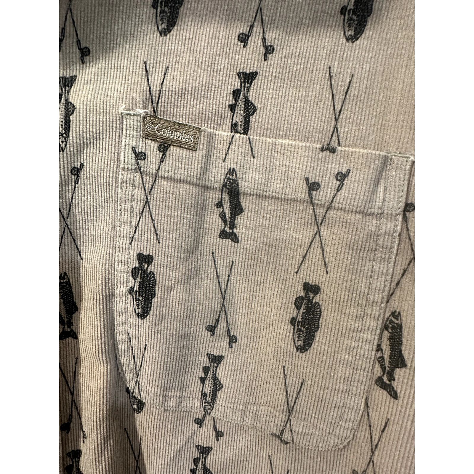 Columbia Columbia Corduroy Shirt Fishing Print 90s USA Made Large Size US L / EU 52-54 / 3 - 6 Thumbnail