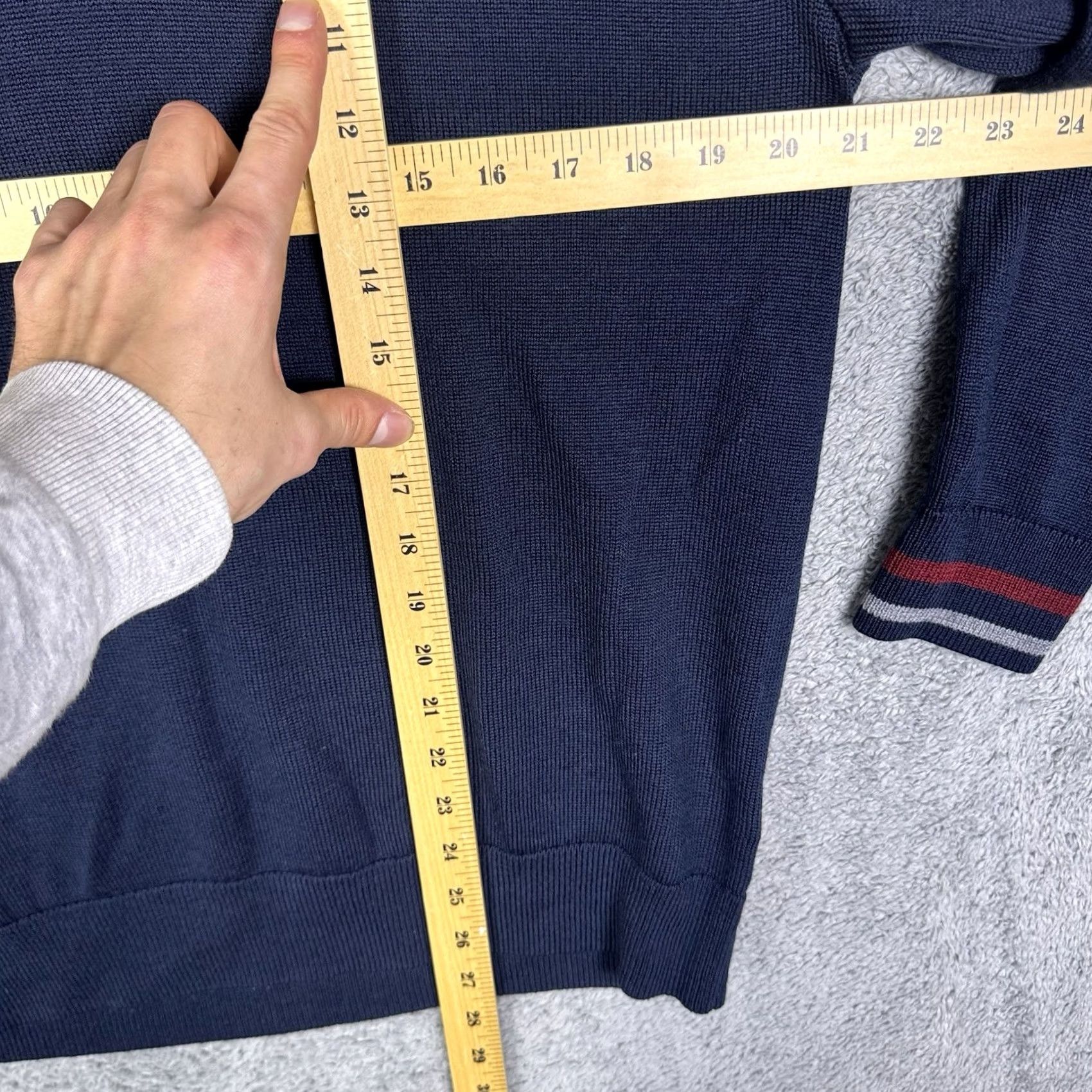 Brooks Brothers Brooks Brothers Merino Wool Sweater Mens L Netjets Stripe V Tennis Neck Long Sleeve Tight Knit Pullover Size US L / EU 52-54 / 3 - 6 Thumbnail
