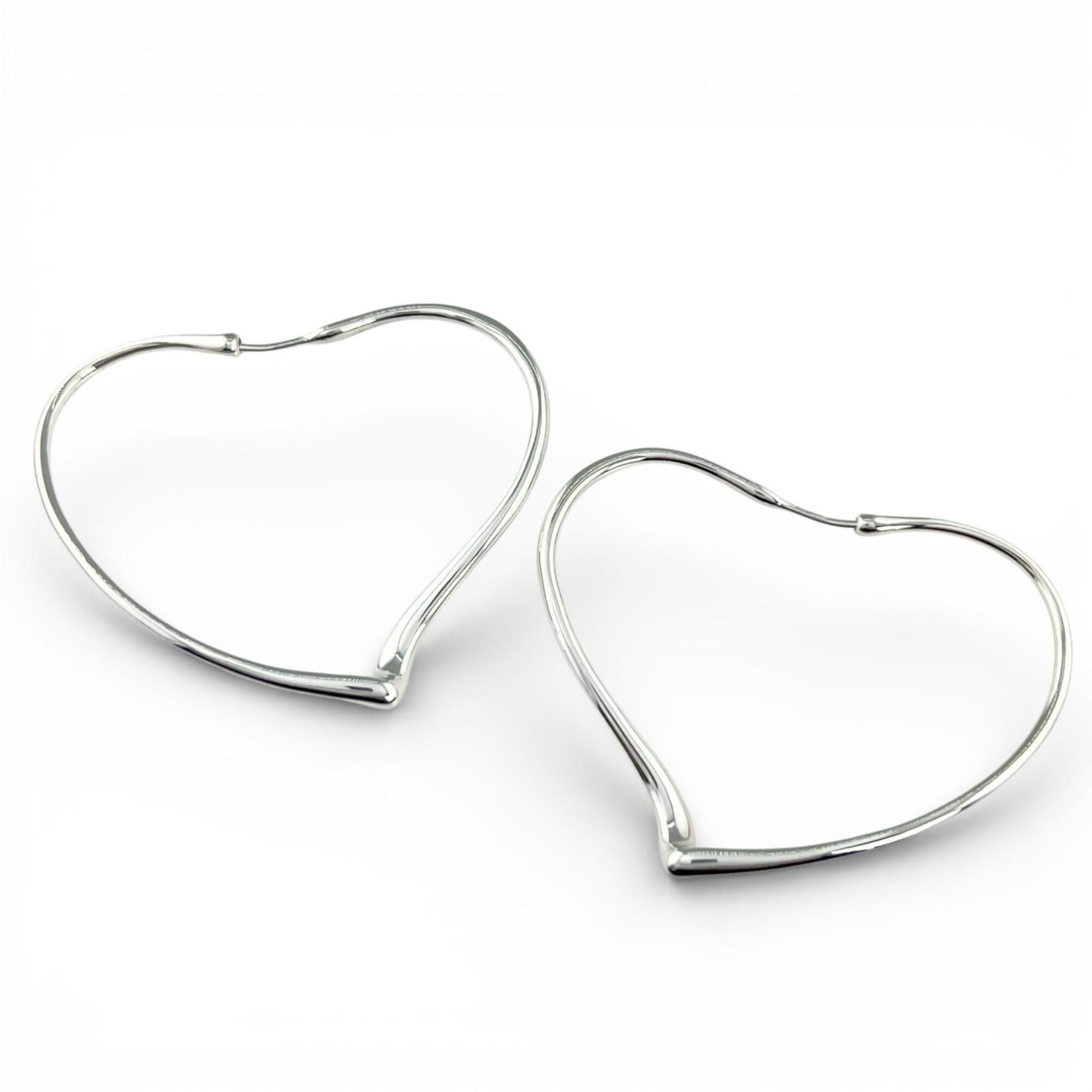 Tiffany & Co. TIFFANY&Co. Tiffany & Co. AG925 Elsa Peretti Open Heart Hoop Earrings (Pair) Silver Women's Size ONE SIZE - 1 Thumbnail