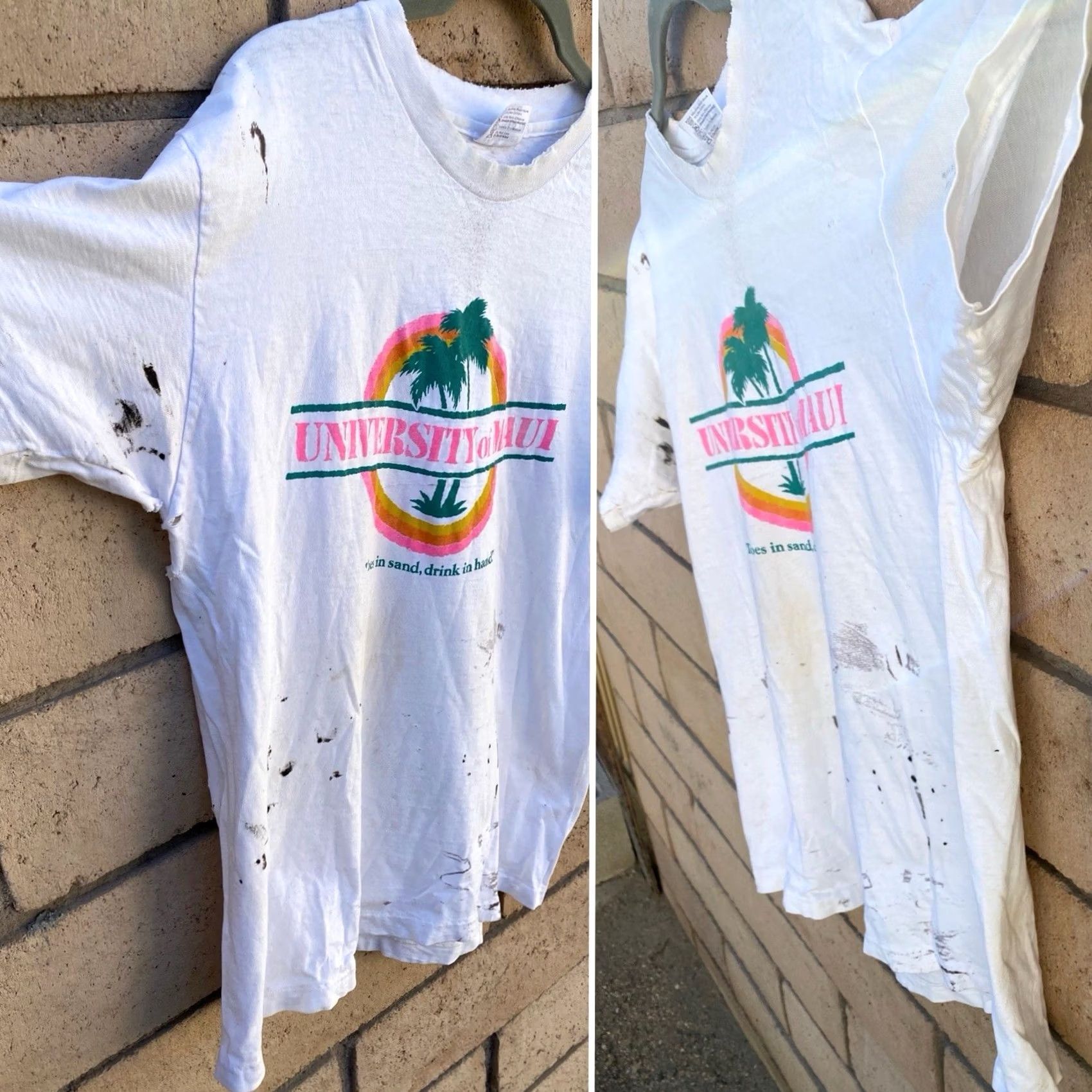 Hanes VINTAGE University of Maui T Shirt Mens L White Cotton Graphic Print 1980s Size US L / EU 52-54 / 3 - 7 Thumbnail