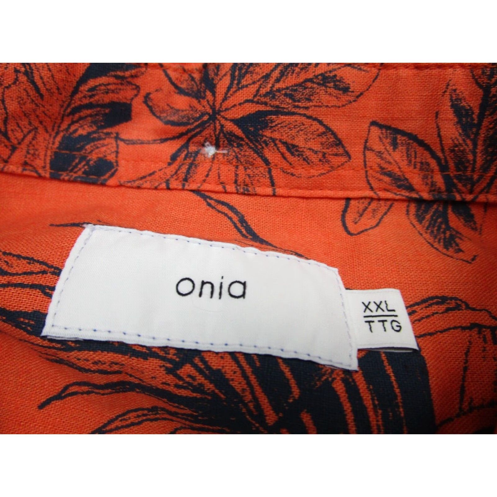 Onia VINTAGE Onia Hawaiian Shirt Mens 2XL Casual Short Sleeve Linen Cotton Blend Orange Blue Floral Size US XXL / EU 58 / 5 - 4 Thumbnail