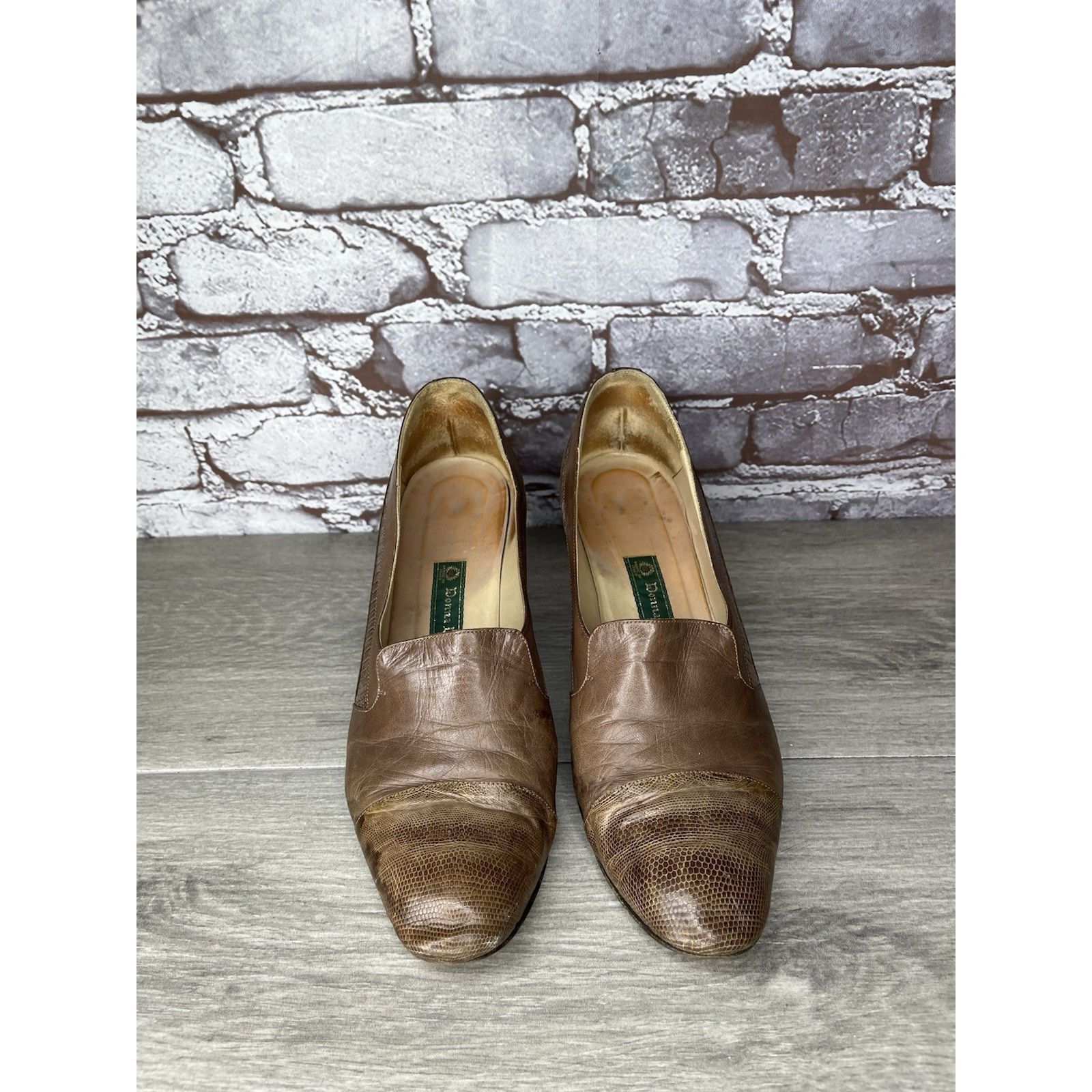 Barena Venezia Donna Laura Venezia Brown Leather Lizard Embossed Cap Toe Dr Size US 9 / IT 39 - 15 Thumbnail
