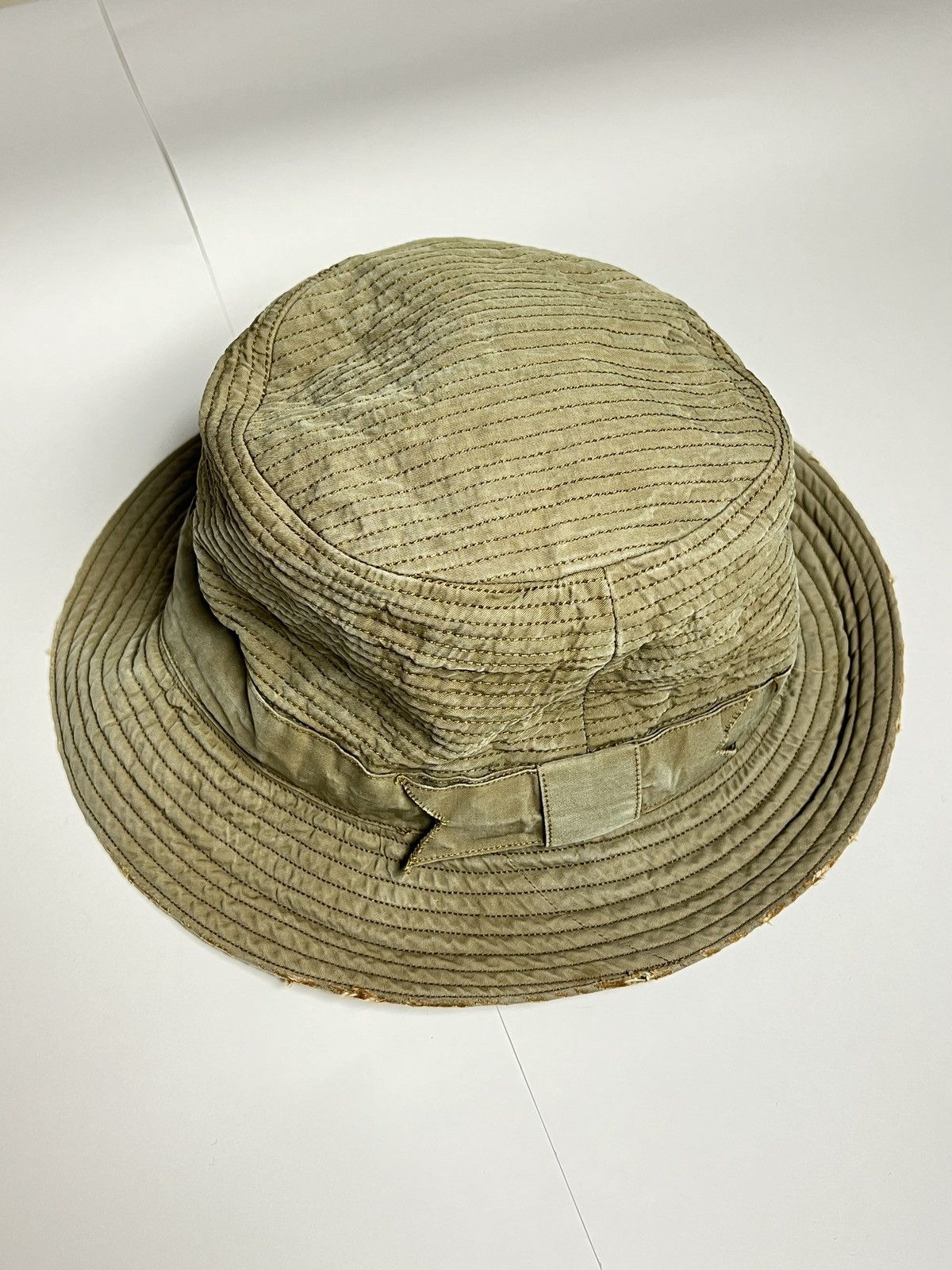 image of Archival Clothing x Burberry Kapital/visvim Boro Sashiko Vibe Vintage Bucket Hat in Khaki, Men's