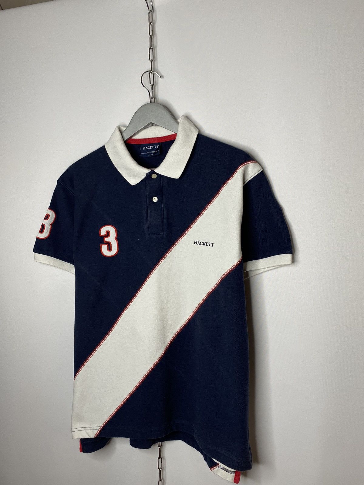 Vintage Hackett London #3 Polo Shirt Short Sleeve Big Logo Menswear