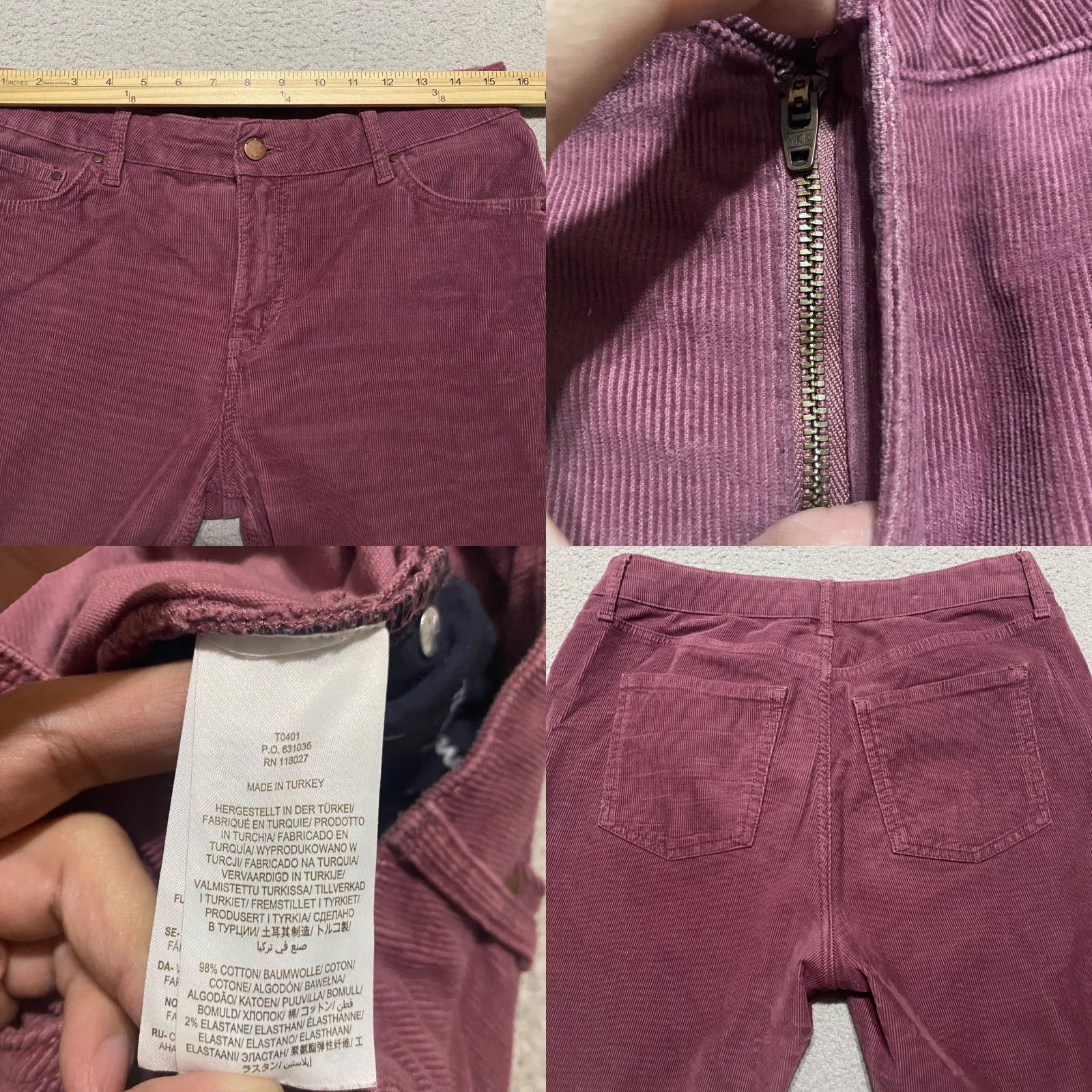 Boden Boden Womens Jeans Corduroy Red Slim Straight High Rise 10 Regular 28in Inseam 5-Pocket Pattern Solid Cotton Spandex Women Size 32" / US 10 / IT 46 - 8 Thumbnail