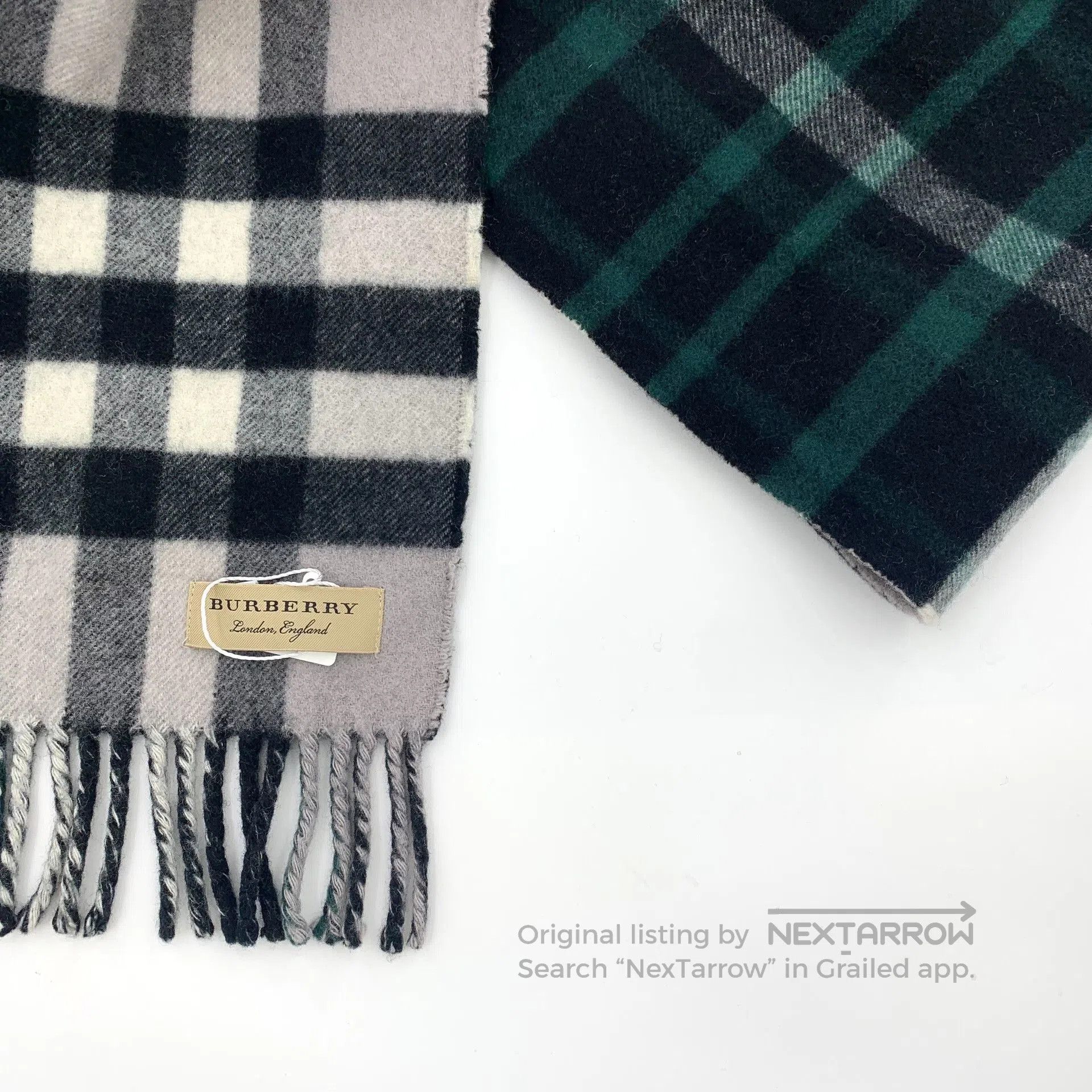 Burberry Burberry Green Plaid Wool Fringe Scarf. Size ONE SIZE - 6 Thumbnail