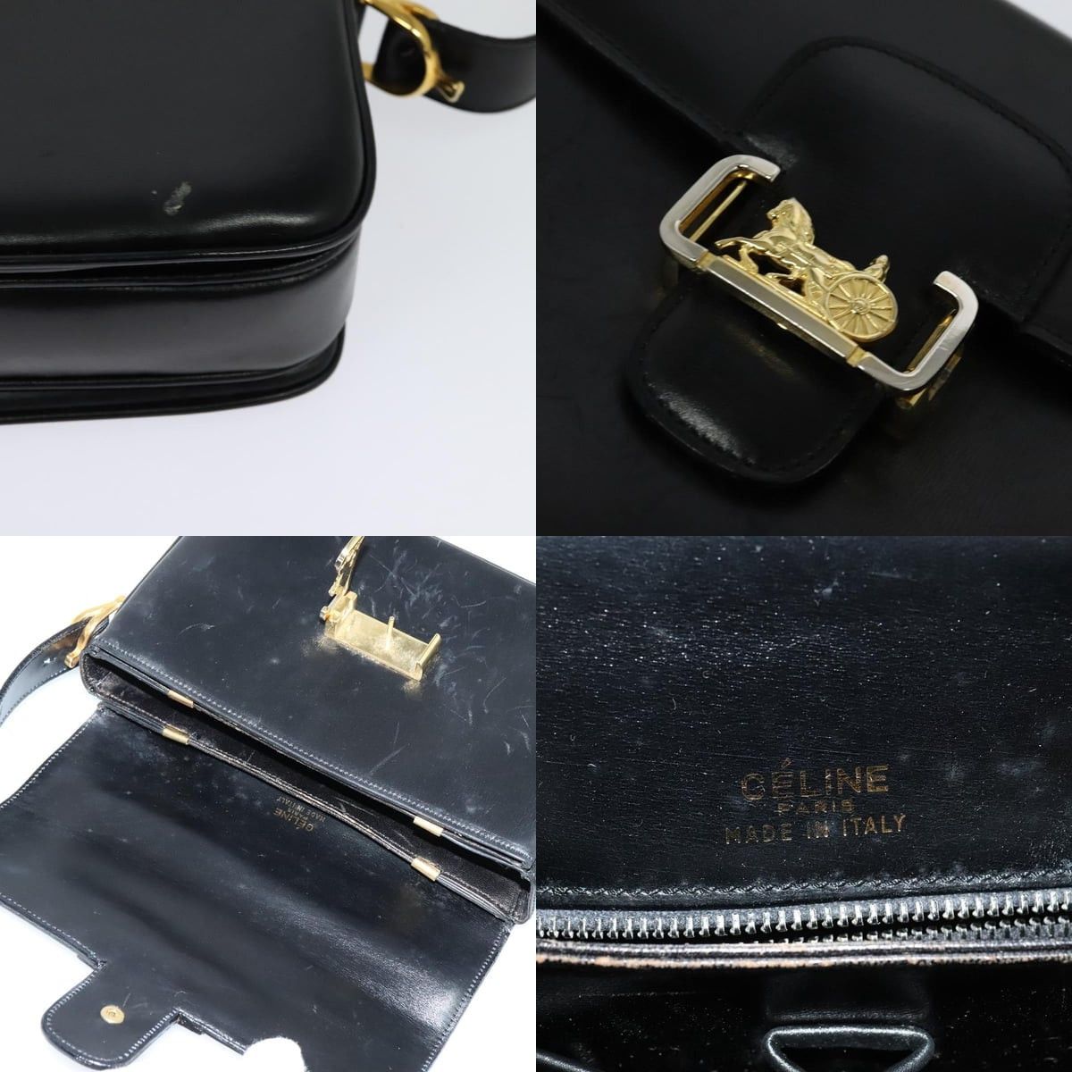 Celine CELINE Sulky Shoulder Bag Leather Black Gold Size ONE SIZE - 11 Thumbnail