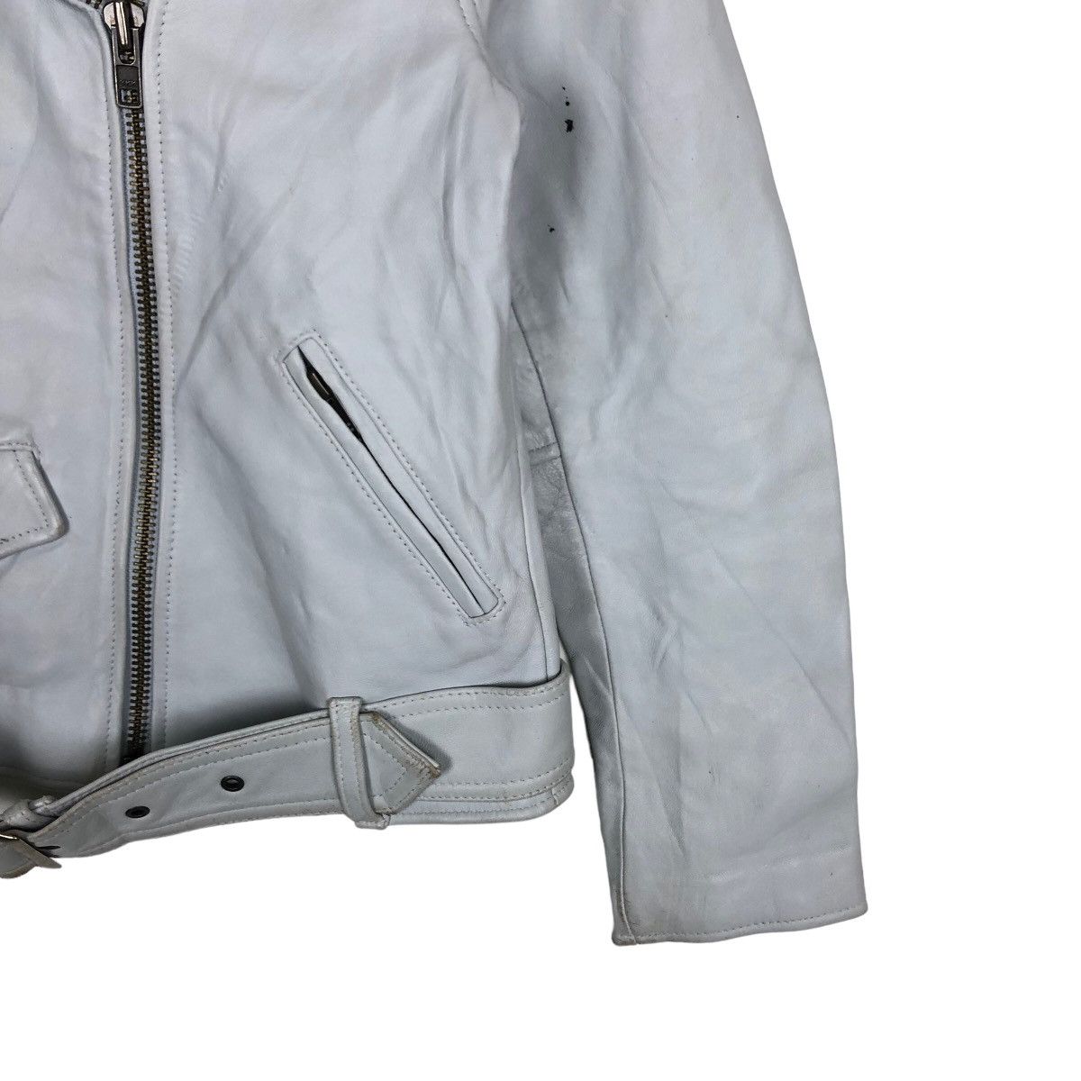 Japanese Brand VINTGE DOUBLE BREAST COLLAR LEATHER BIKER JACKET ANOTHERCLIP Size US M / EU 48-50 / 2 - 4 Thumbnail
