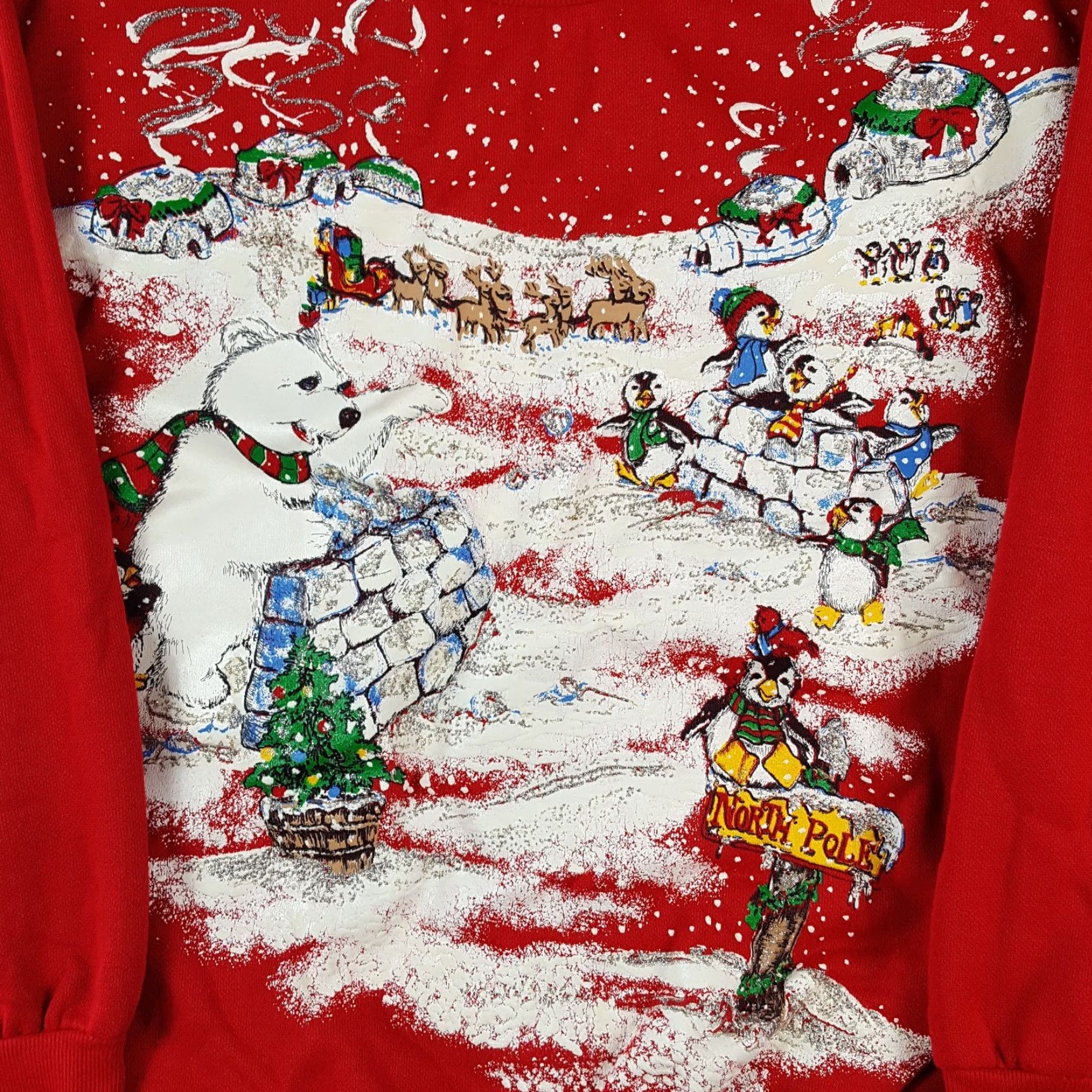 Poler VINTAGE Nut Cracker 90s North Pole Christmas Polar Bear SweatshirtCrewneck Fleece Pullover Size M Red Women or Mens (depending) Unisex Adults Size US M / EU 48-50 / 2 - 3 Thumbnail