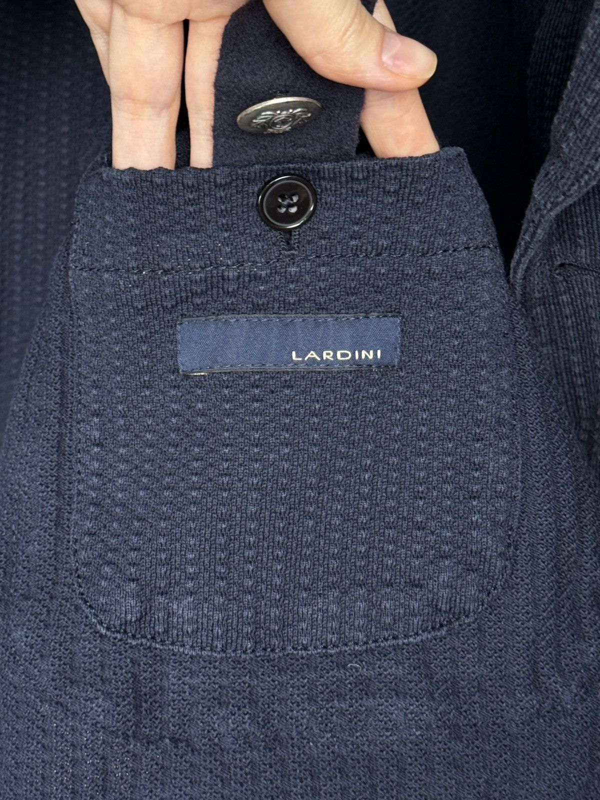 Lardini Lardini Double Breasted Knitted Cotton Blazer Navy Size 38R - 10 Thumbnail