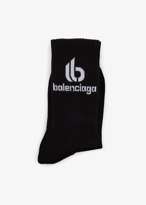 Balenciaga o1mt1gz0125 Size: M / Double B Socks in Black Size ONE SIZE - 3 Thumbnail