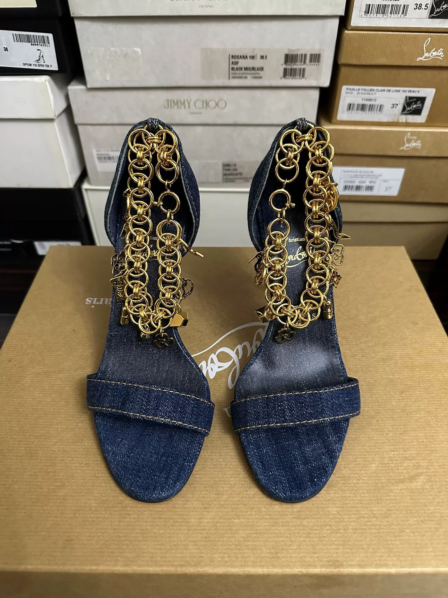 Christian Louboutin Christian Louboutin Denim Chain Heels Size US 6.5 / IT 36.5 - 1 Thumbnail