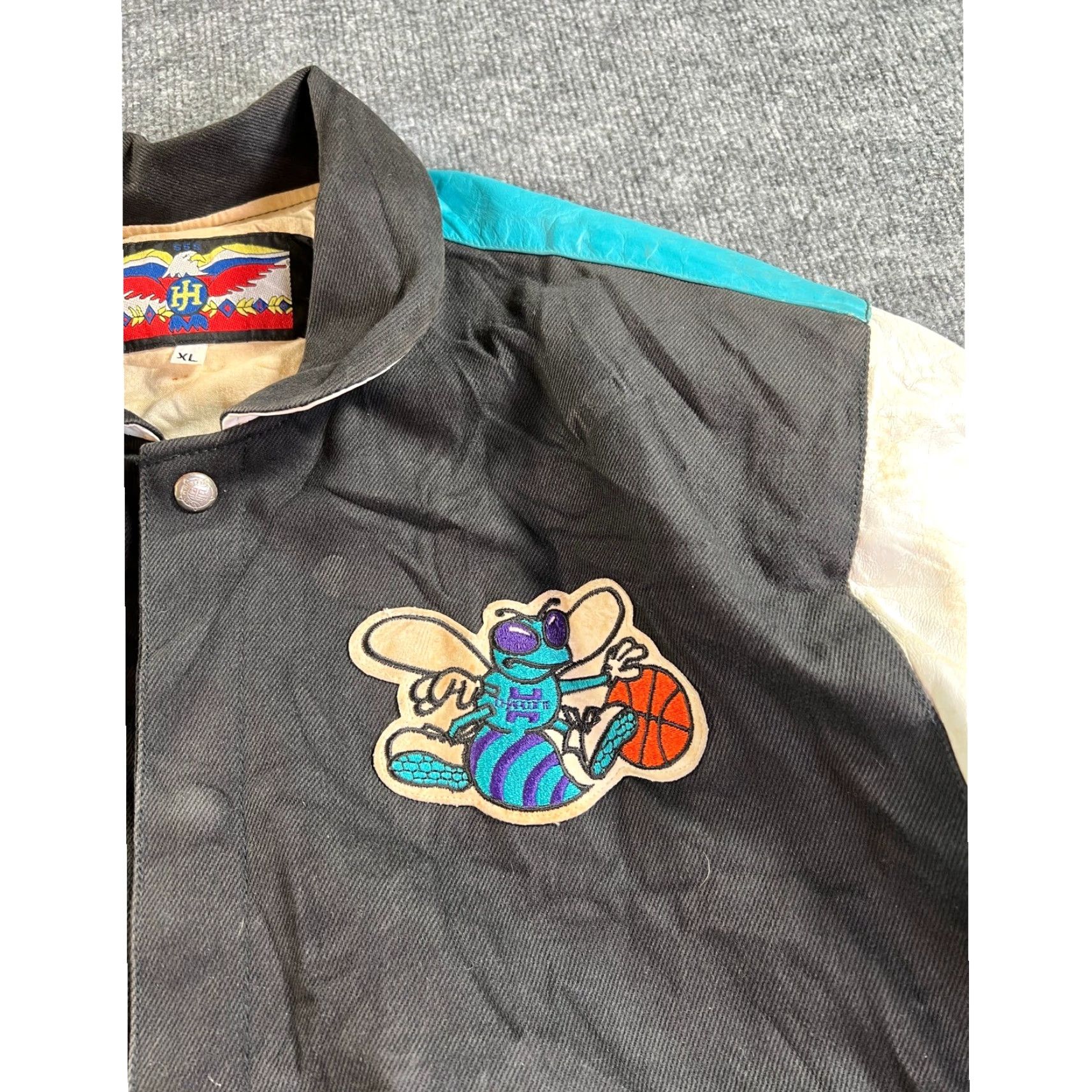 Hamilton VINTAGE Jeff Hamilton Charlotte Hornets Leather 90s Varsity Jacket Mens XL Black Size US XL / EU 56 / 4 - 4 Thumbnail