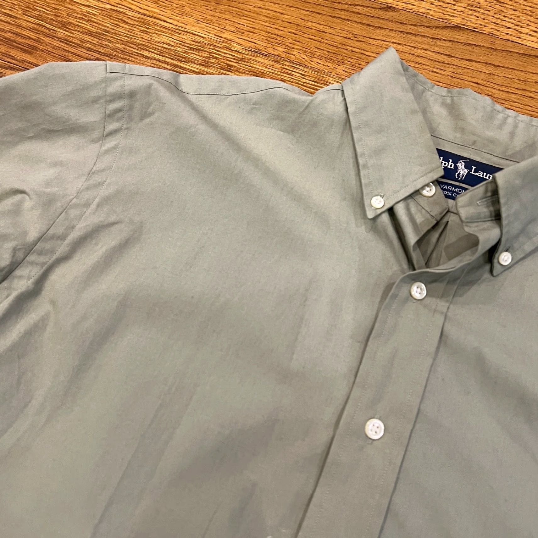 Ralph Lauren VINTAGE Ralph Lauren Yarmouth Dress Shirt Green Men’s 15.5 32/33 Shirt Long Sleeve Button-Down Collared Regular 32 in Logo Manufacturer: Ralph Lauren Size 42R - 4 Thumbnail