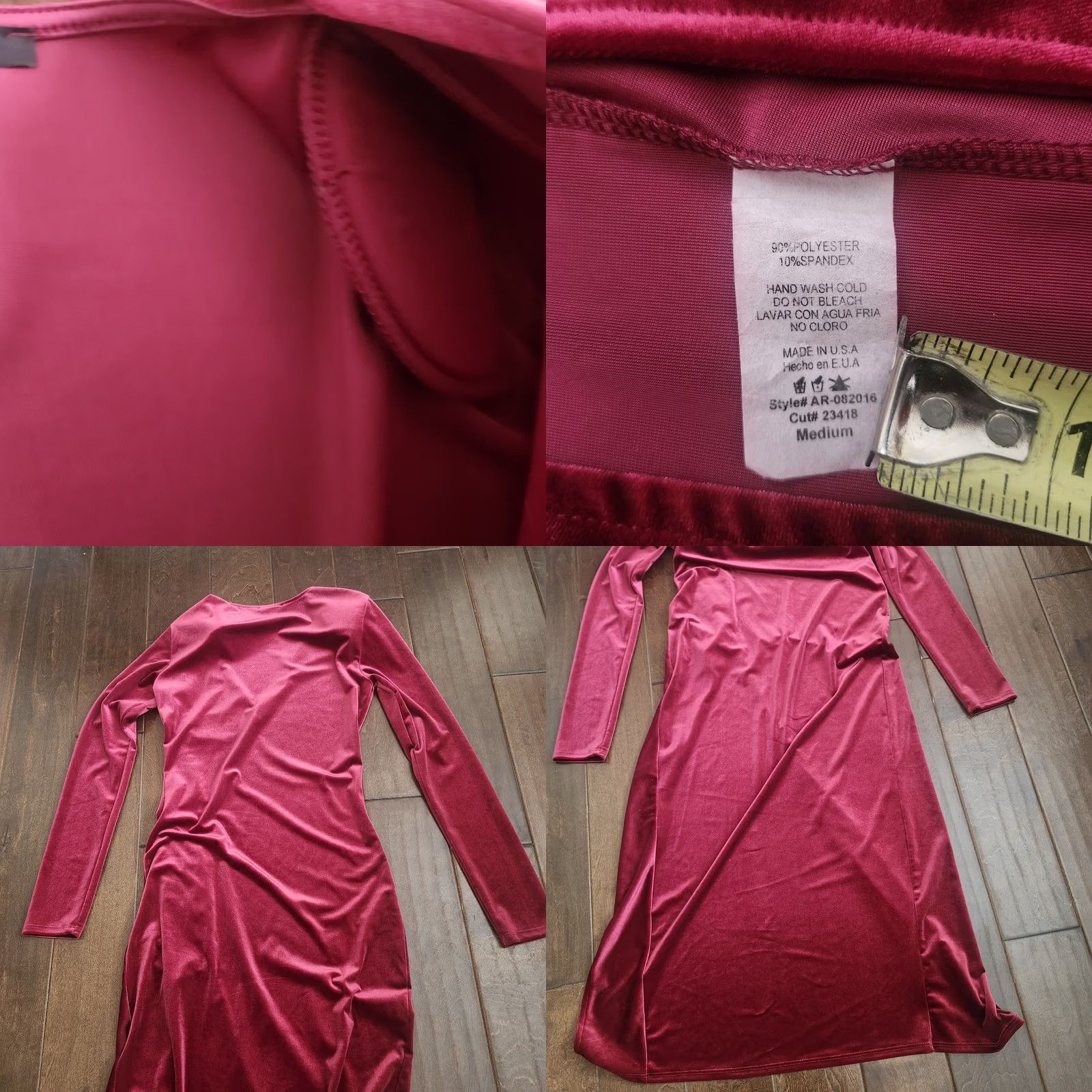 Fashion Nova Fashion Nova Burgundy Velvet Maxi Dress M Ruched Slit Dress Woman Long Sleeve Party Cocktail Formal Wedding Travel Red Pattern Solid Vintage No N/A Size M / US 6-8 / IT 42-44 - 9 Thumbnail