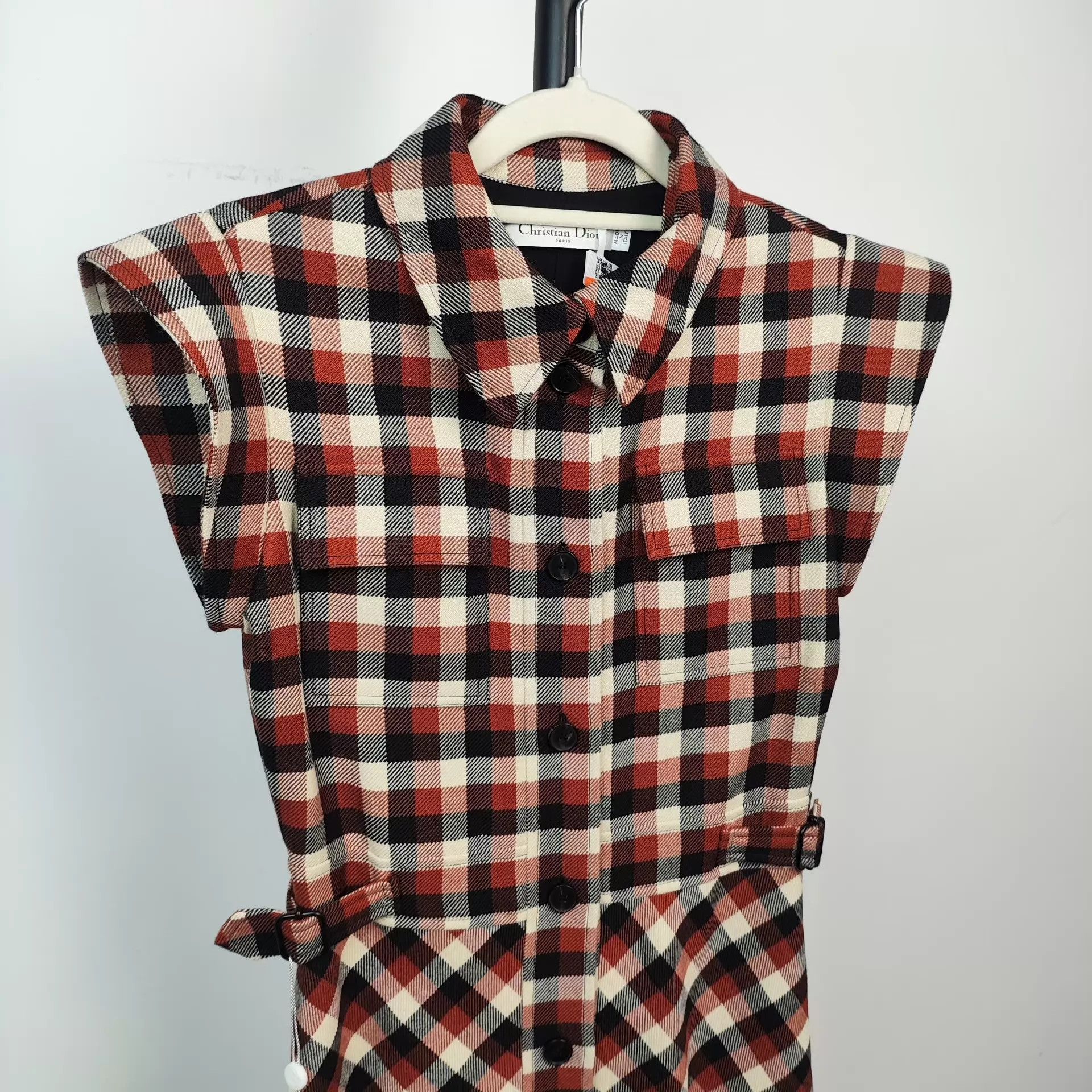 Dior Dior Wool Sleeveless Check Dress Red-Black 34 Size XS / US 0-2 / IT 36-38 - 5 Thumbnail