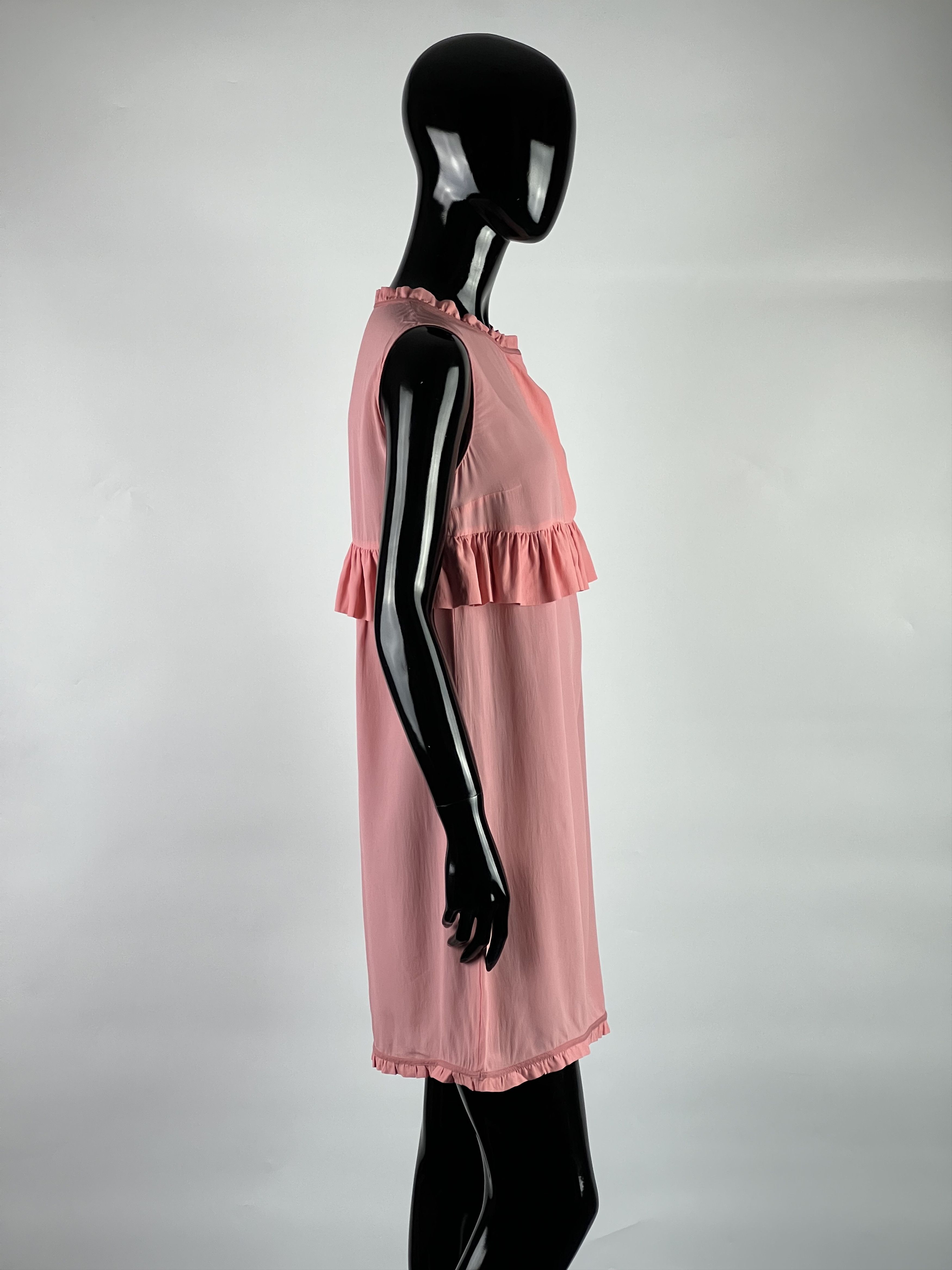 Marni Marni Pink Ruffled Silk Button Sleeveless Dress Size 40 Size S / US 4 / IT 40 - 2 Thumbnail