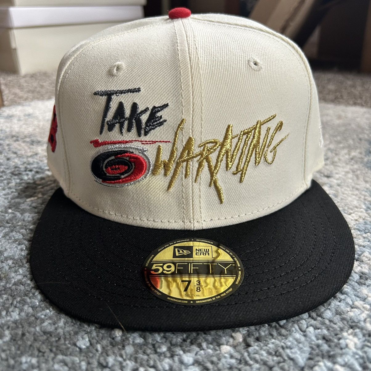 MyFitteds 7 3/8 CAROLiNA HURRiCANES TAKE WARNiNG RADiANT RED 5950 CAP Size ONE SIZE - 5 Thumbnail