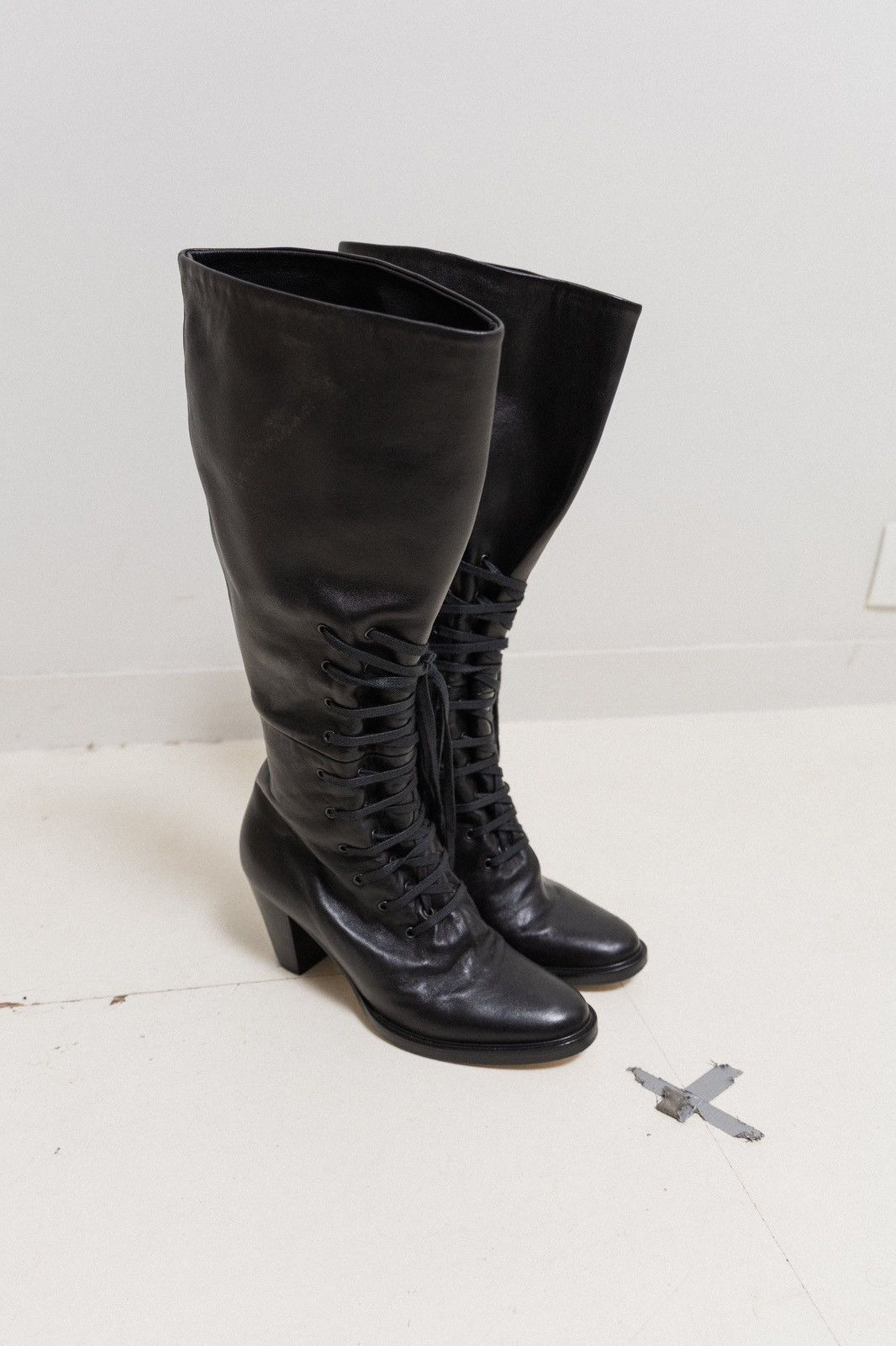 A.F. Vandevorst High leather boots with corset style lacing Grailed